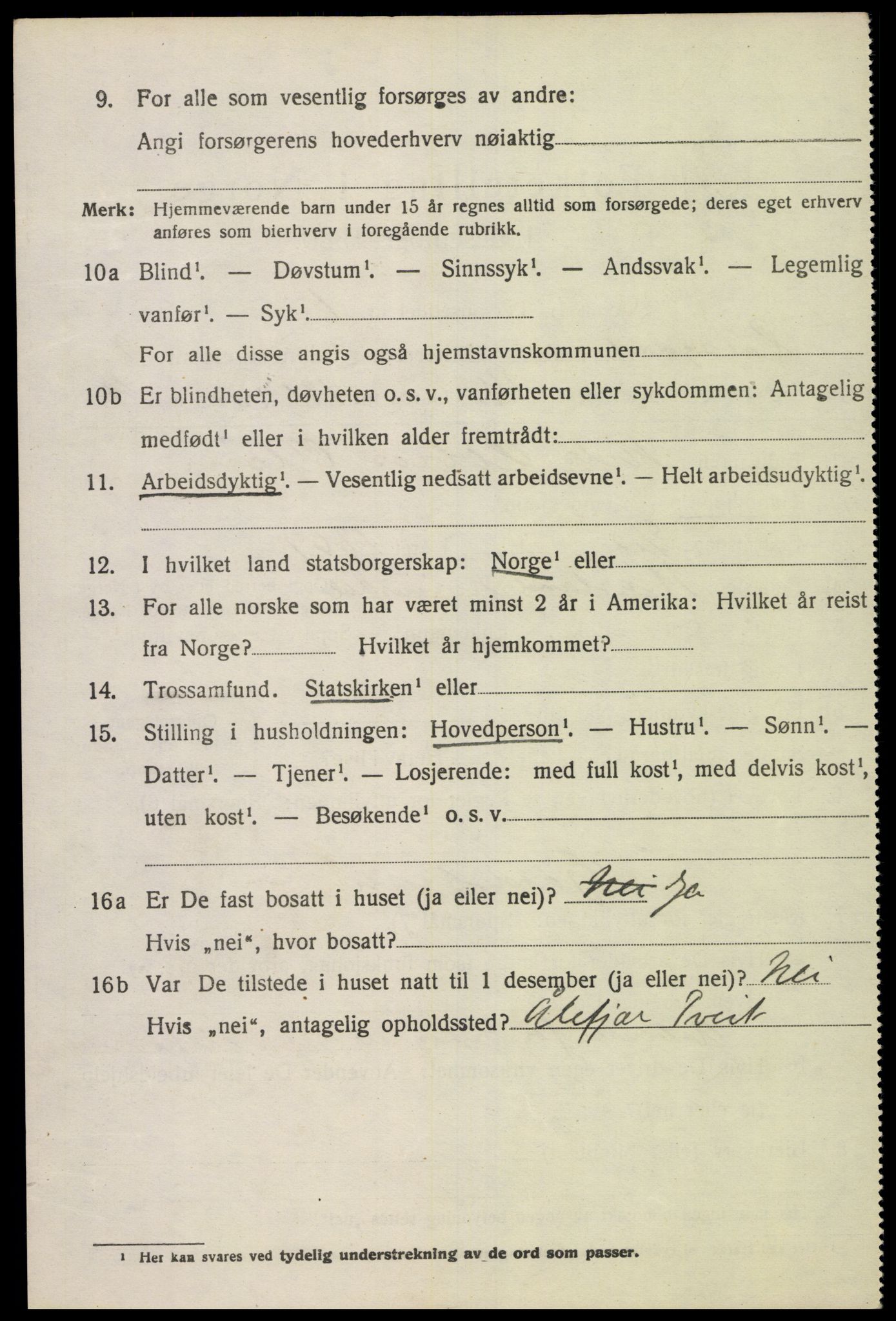 SAK, 1920 census for Lyngdal, 1920, p. 4806