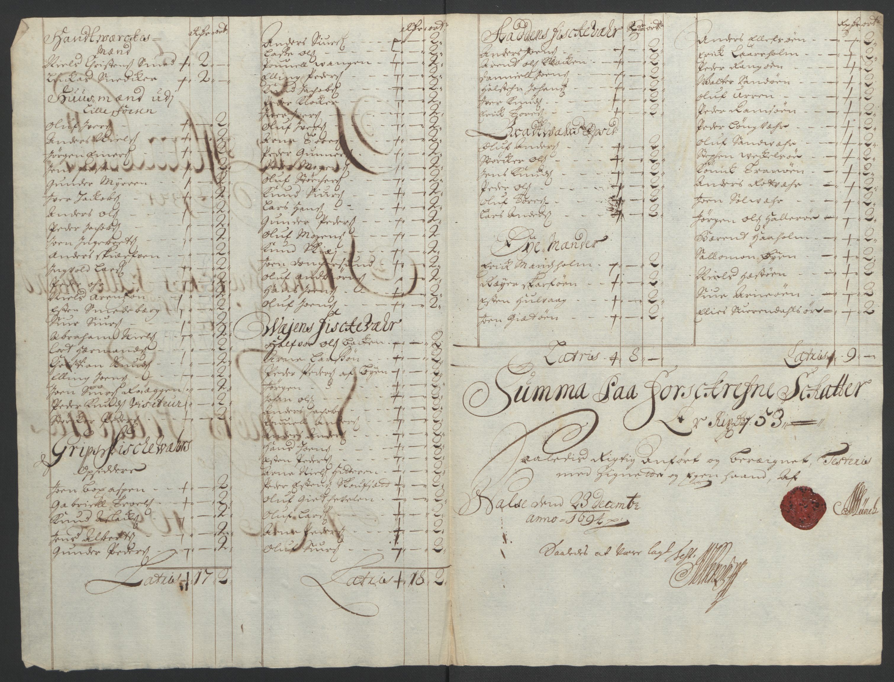 Rentekammeret inntil 1814, Reviderte regnskaper, Fogderegnskap, RA/EA-4092/R56/L3736: Fogderegnskap Nordmøre, 1694-1696, p. 94