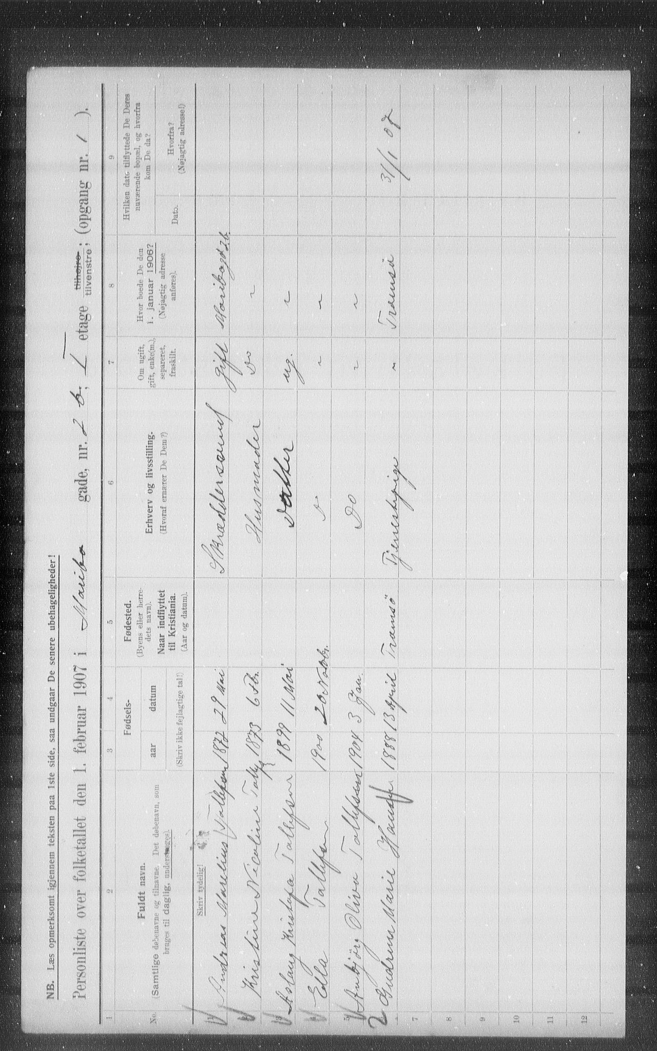 OBA, Municipal Census 1907 for Kristiania, 1907, p. 30801