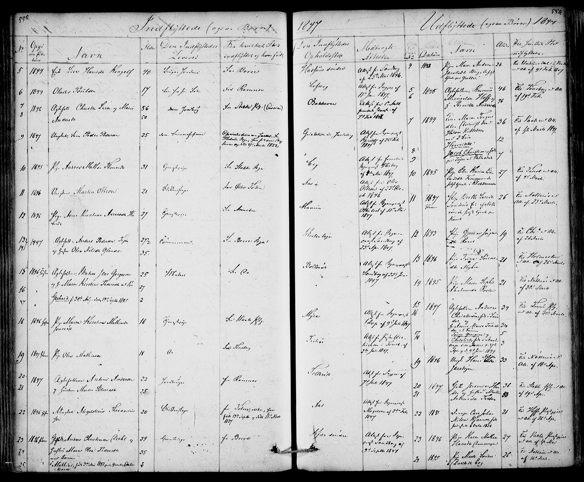 Sem kirkebøker, AV/SAKO-A-5/F/Fa/L0006: Parish register (official) no. I 6, 1843-1855, p. 555-556