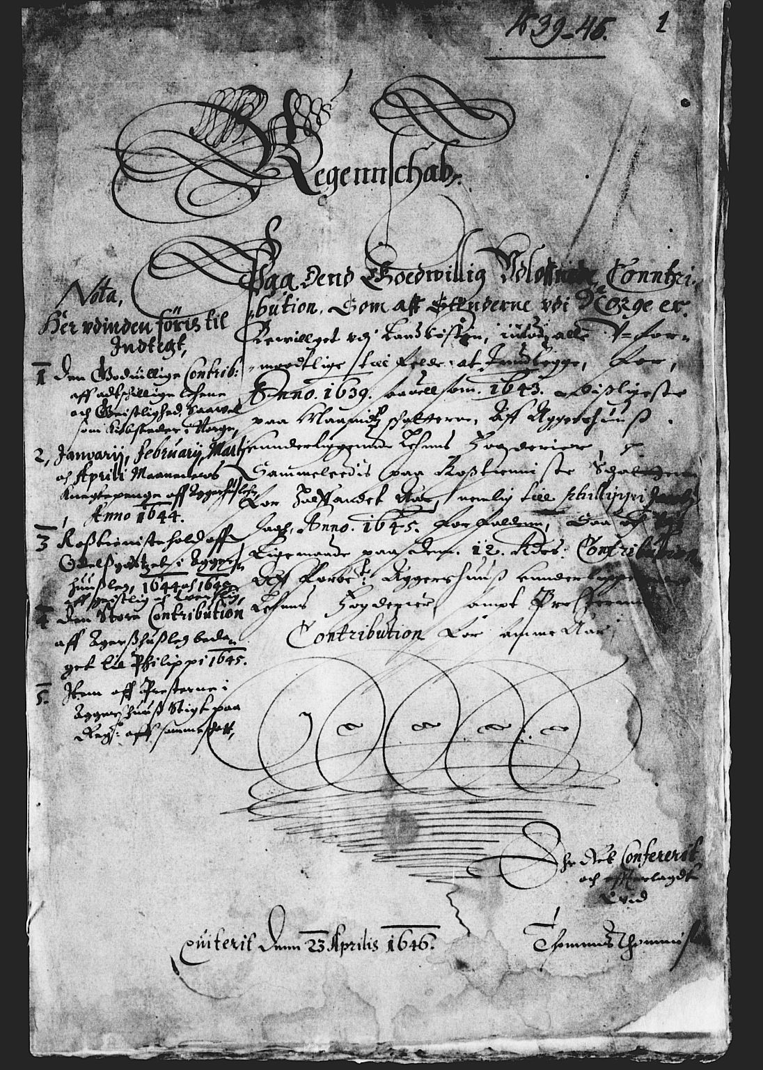 Rentekammeret inntil 1814, Reviderte regnskaper, Lensregnskaper, AV/RA-EA-5023/R/Rb/Rba/L0182: Akershus len, 1643-1645