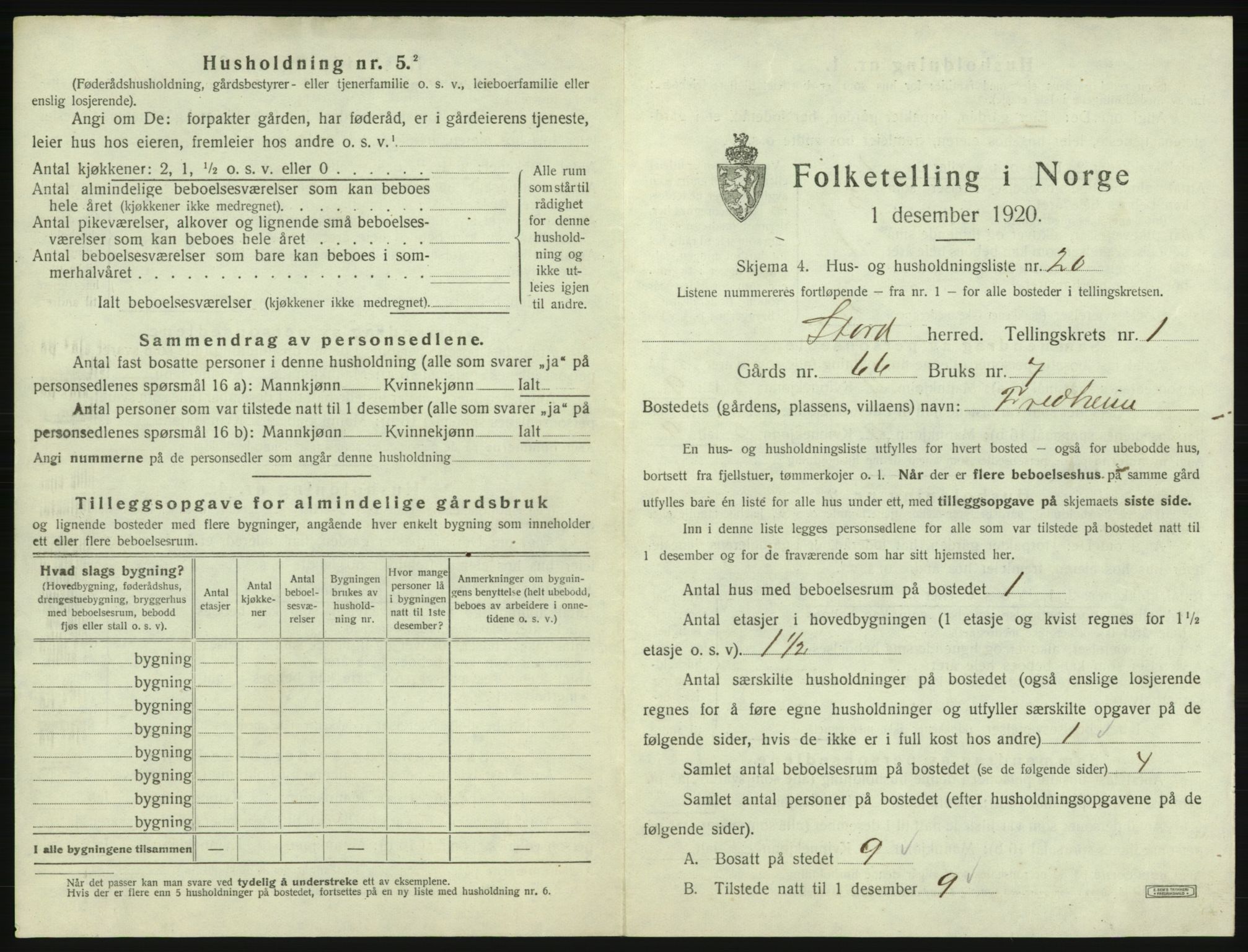 SAB, 1920 census for Stord, 1920, p. 93