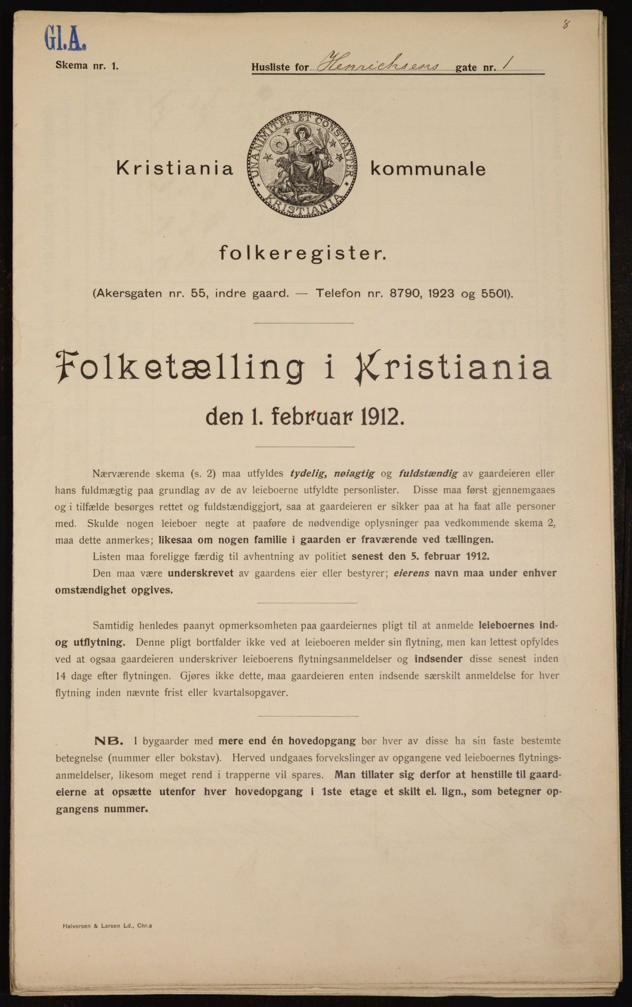 OBA, Municipal Census 1912 for Kristiania, 1912, p. 38868