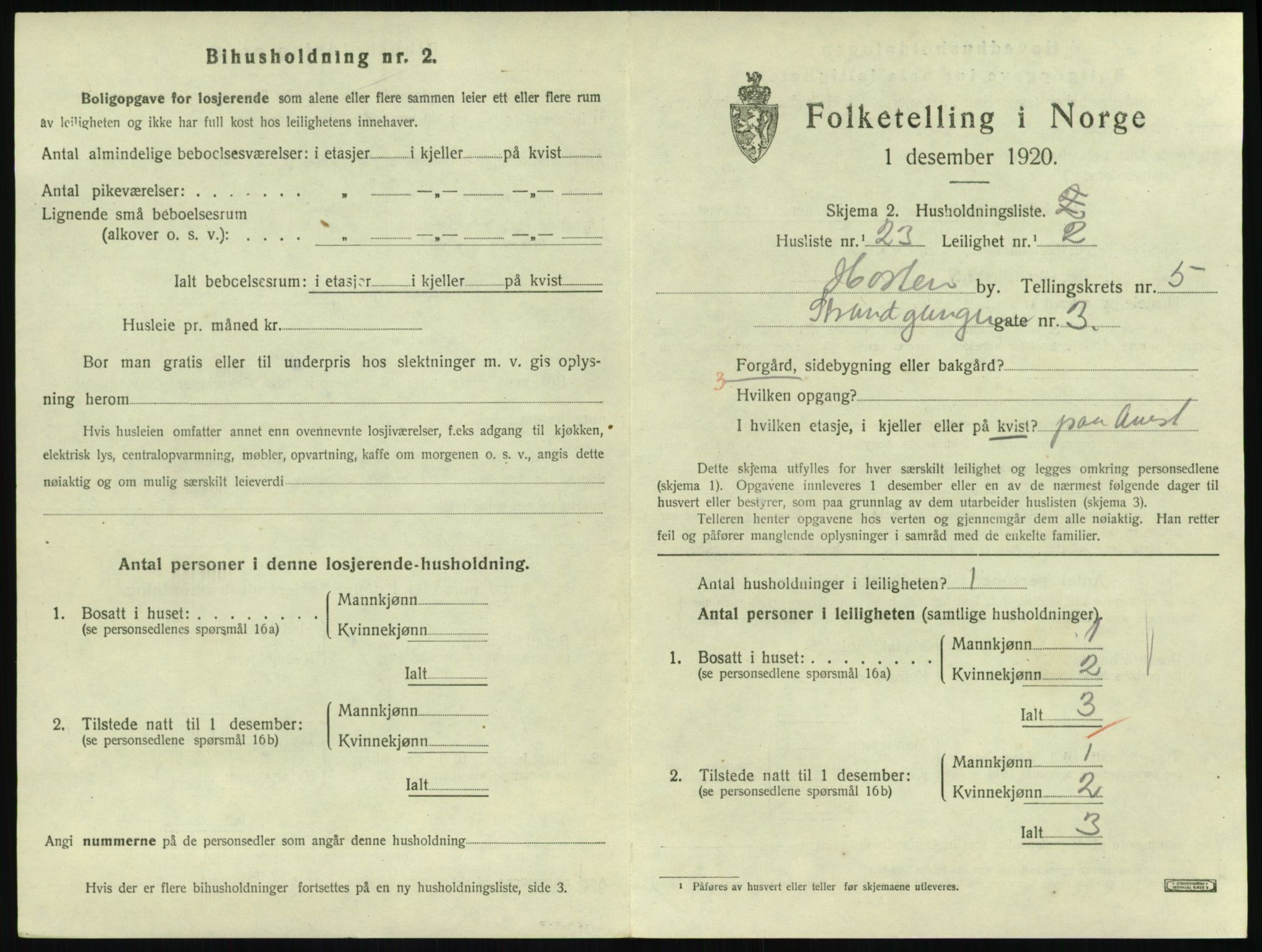 SAKO, 1920 census for Horten, 1920, p. 5725