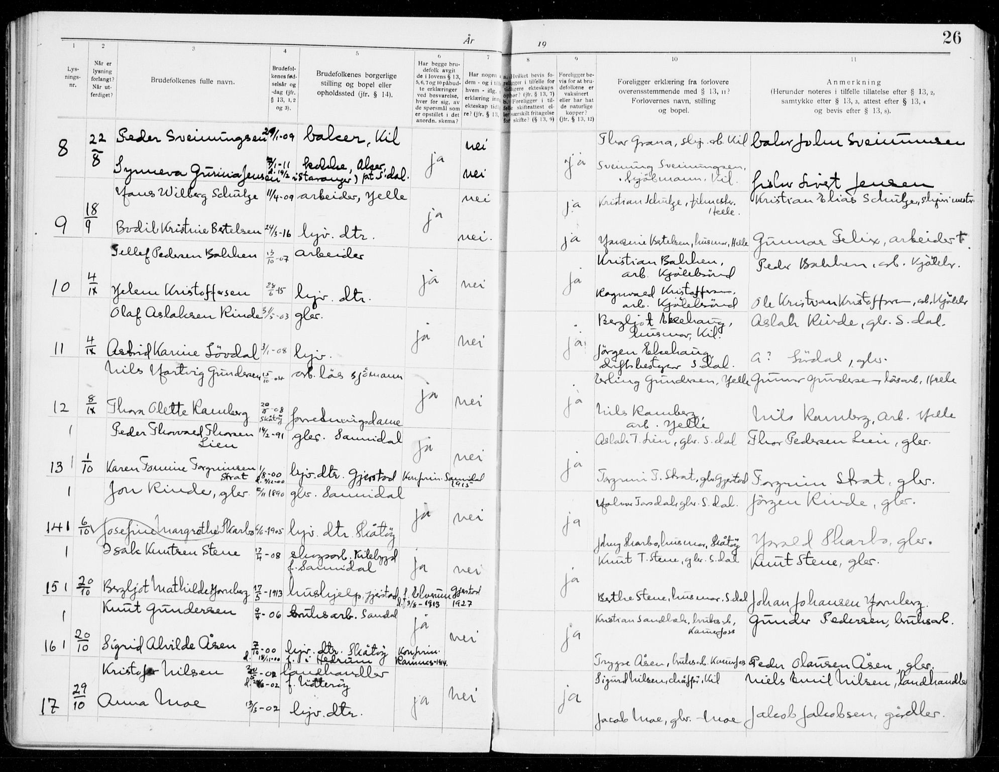 Sannidal kirkebøker, SAKO/A-296/H/Ha/L0002: Banns register no. 2, 1919-1942, p. 26