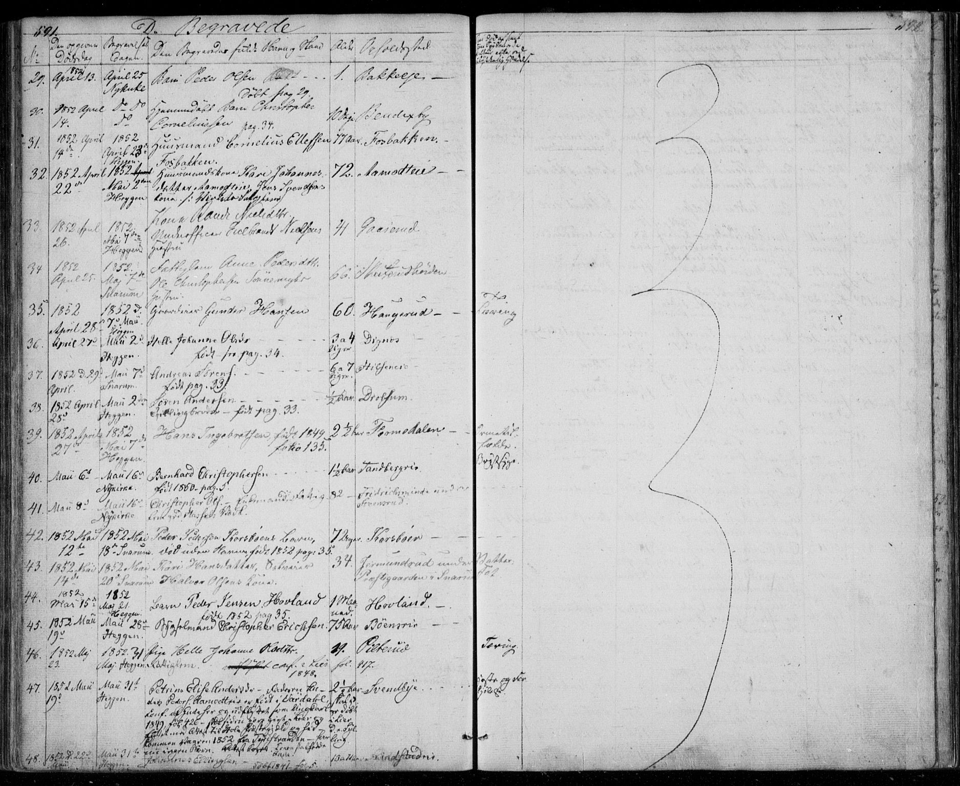 Modum kirkebøker, AV/SAKO-A-234/F/Fa/L0008: Parish register (official) no. 8, 1851-1859, p. 591-592