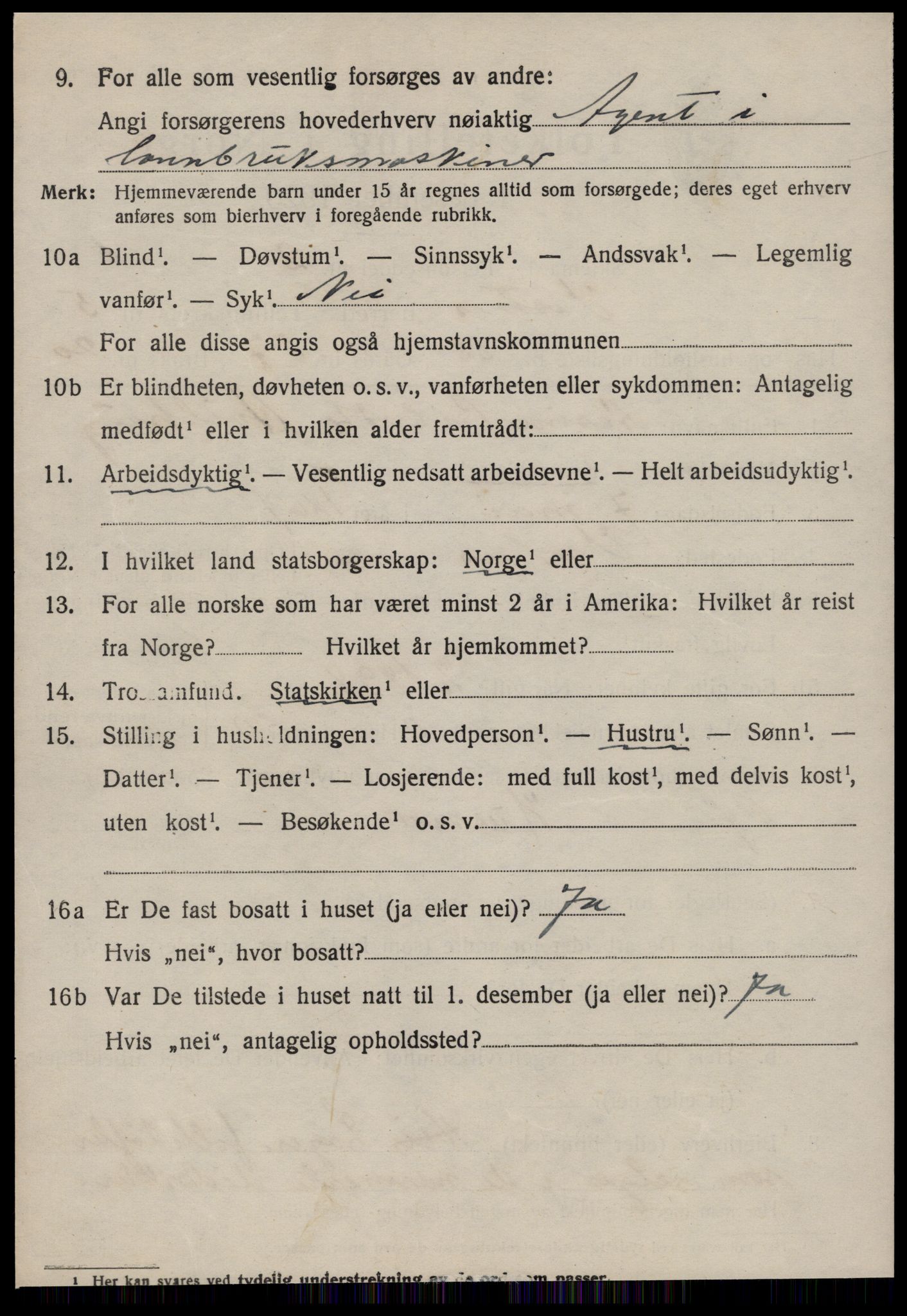 SAT, 1920 census for Vestnes, 1920, p. 4312