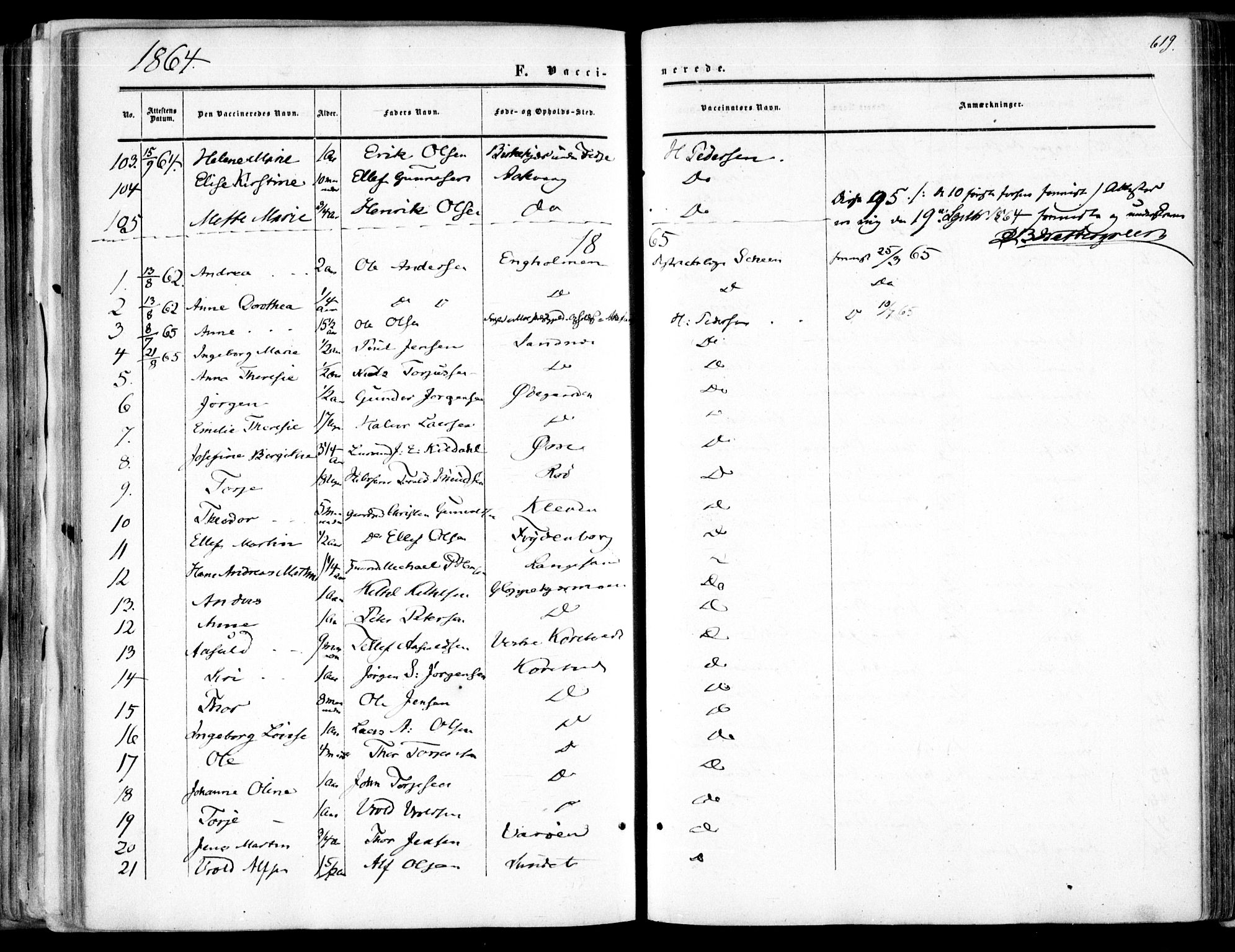Søndeled sokneprestkontor, SAK/1111-0038/F/Fa/L0003: Parish register (official) no. A 3, 1861-1879, p. 619