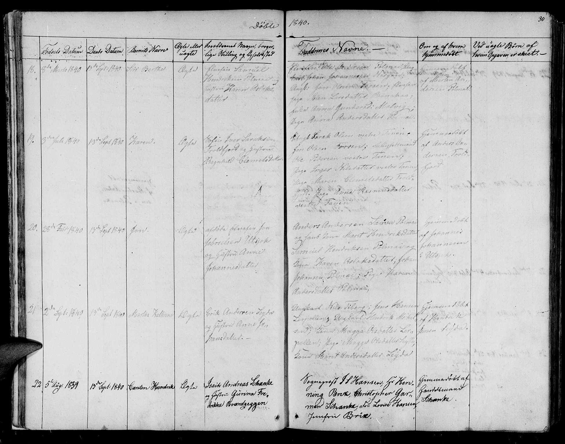 Lebesby sokneprestkontor, AV/SATØ-S-1353/H/Ha/L0003kirke: Parish register (official) no. 3, 1833-1852, p. 30