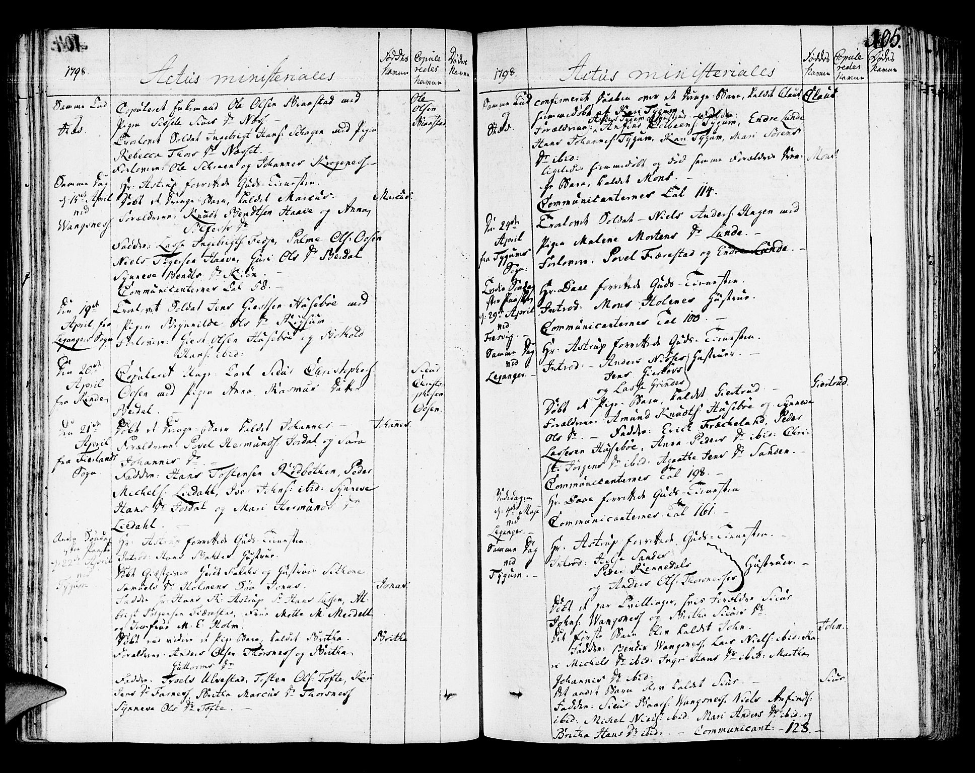 Leikanger sokneprestembete, AV/SAB-A-81001/H/Haa/Haaa/L0005: Parish register (official) no. A 5, 1792-1809, p. 105