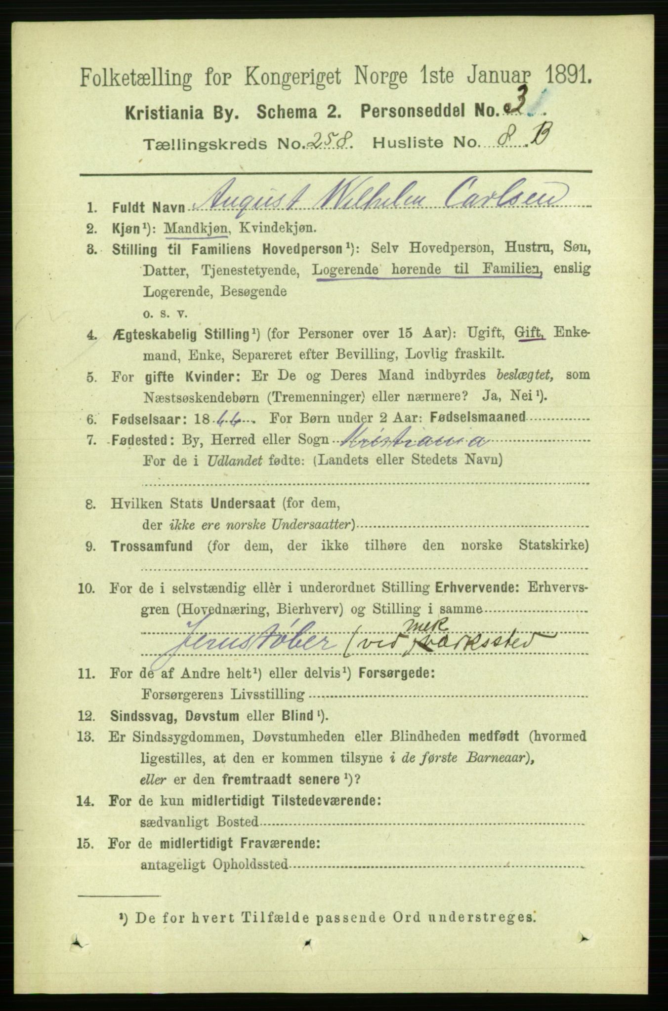 RA, 1891 census for 0301 Kristiania, 1891, p. 157237