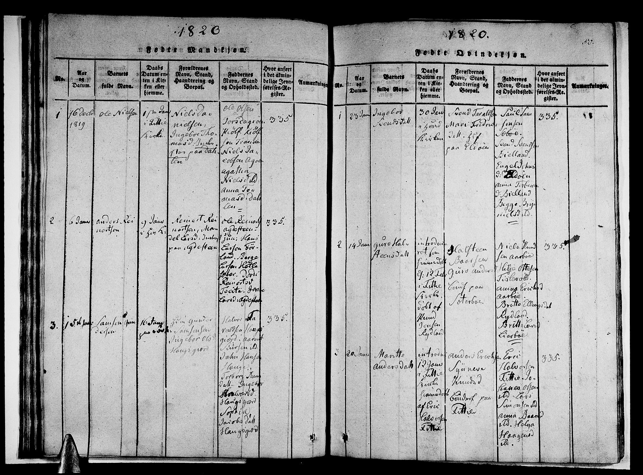 Stord sokneprestembete, AV/SAB-A-78201/H/Haa: Parish register (official) no. A 5, 1816-1825, p. 50