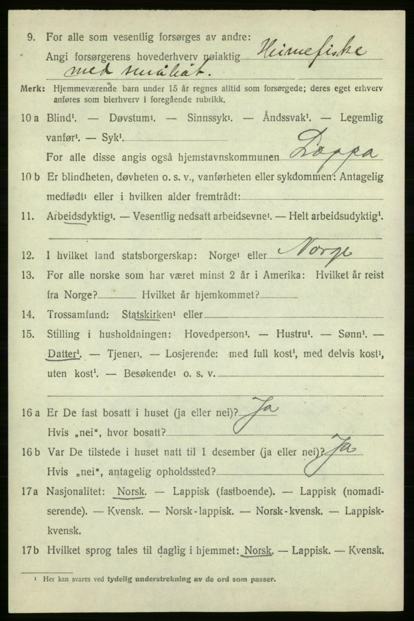 SATØ, 1920 census for Loppa, 1920, p. 633