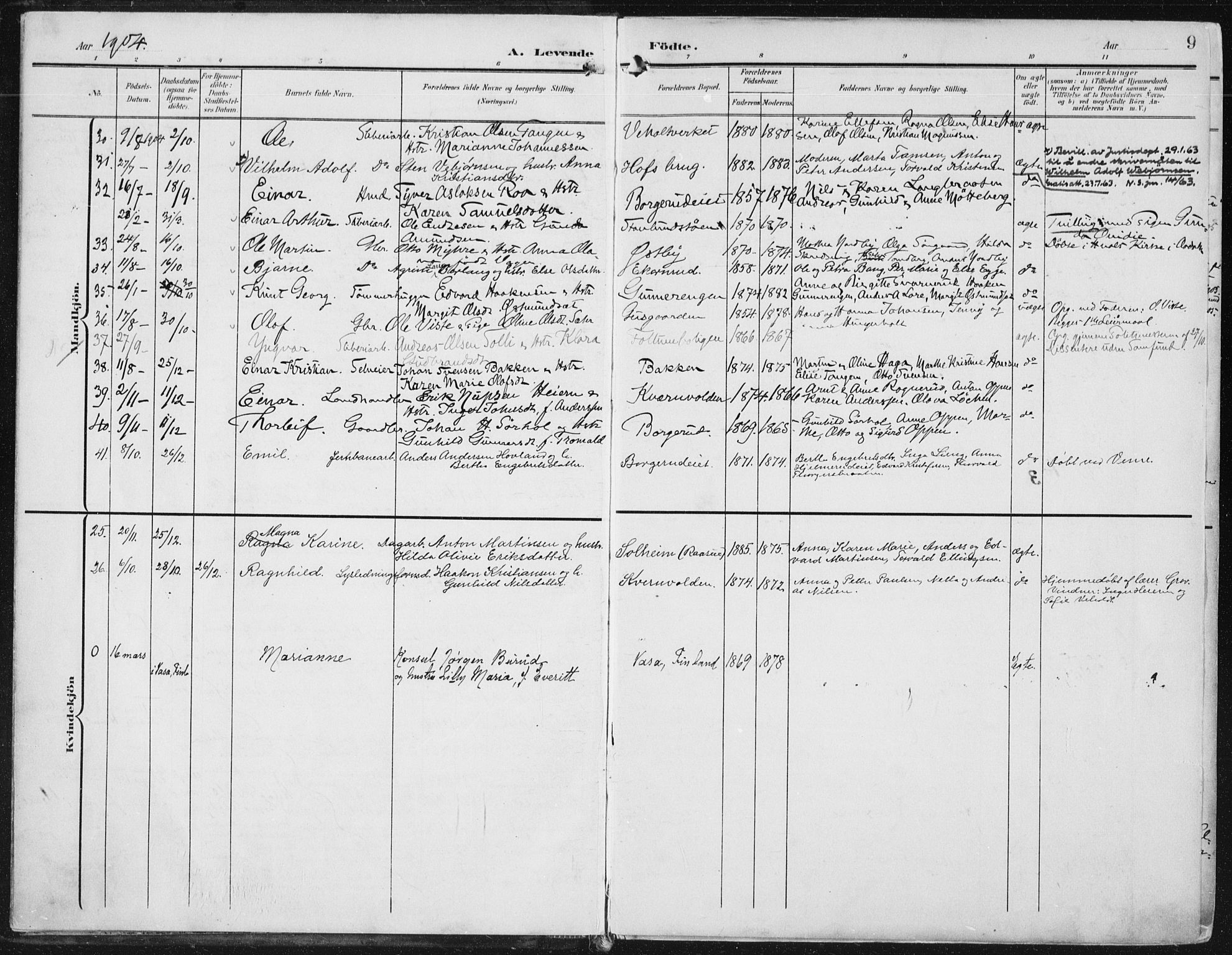 Norderhov kirkebøker, AV/SAKO-A-237/F/Fa/L0017: Parish register (official) no. 17, 1903-1919, p. 9