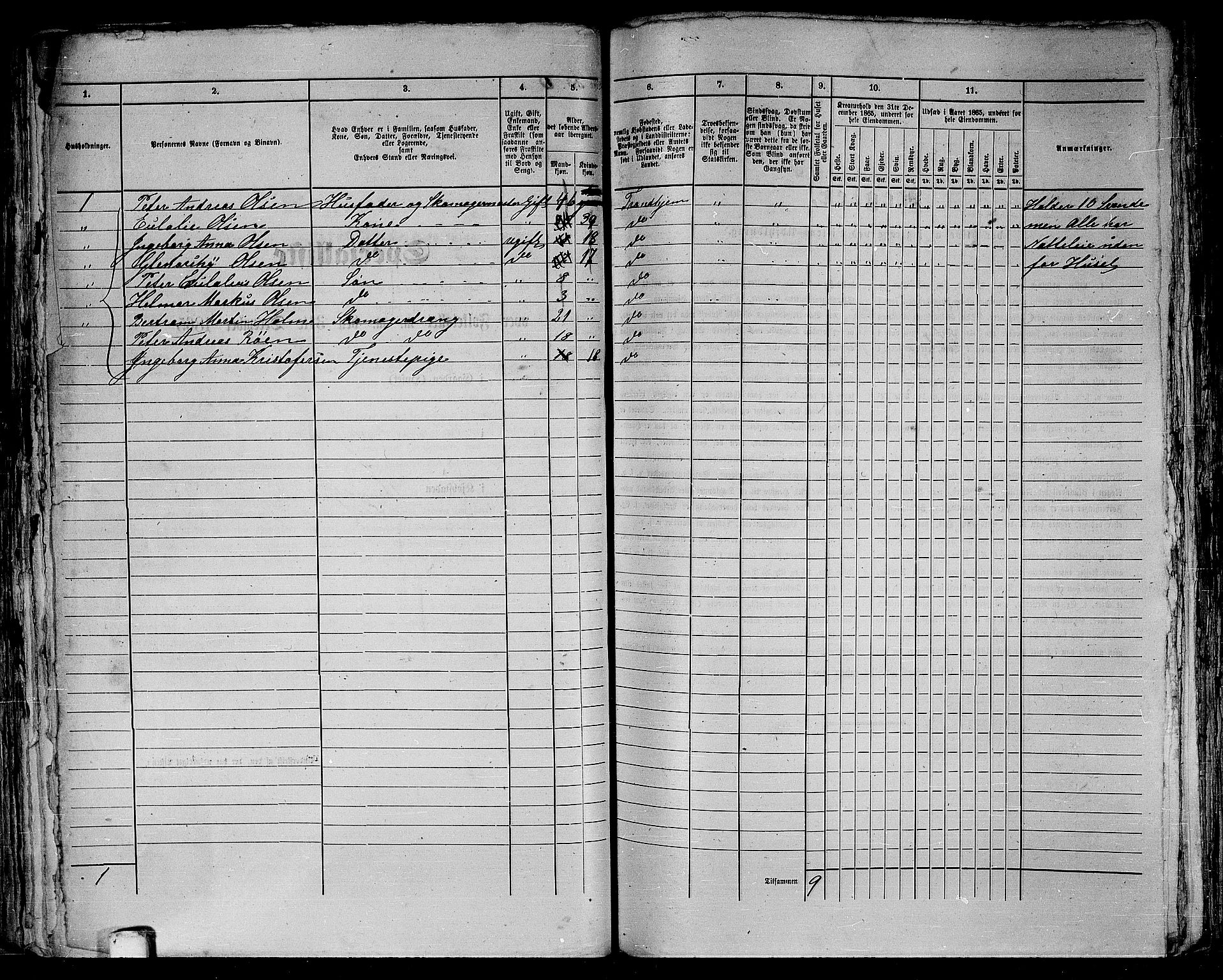 RA, 1865 census for Trondheim, 1865, p. 175