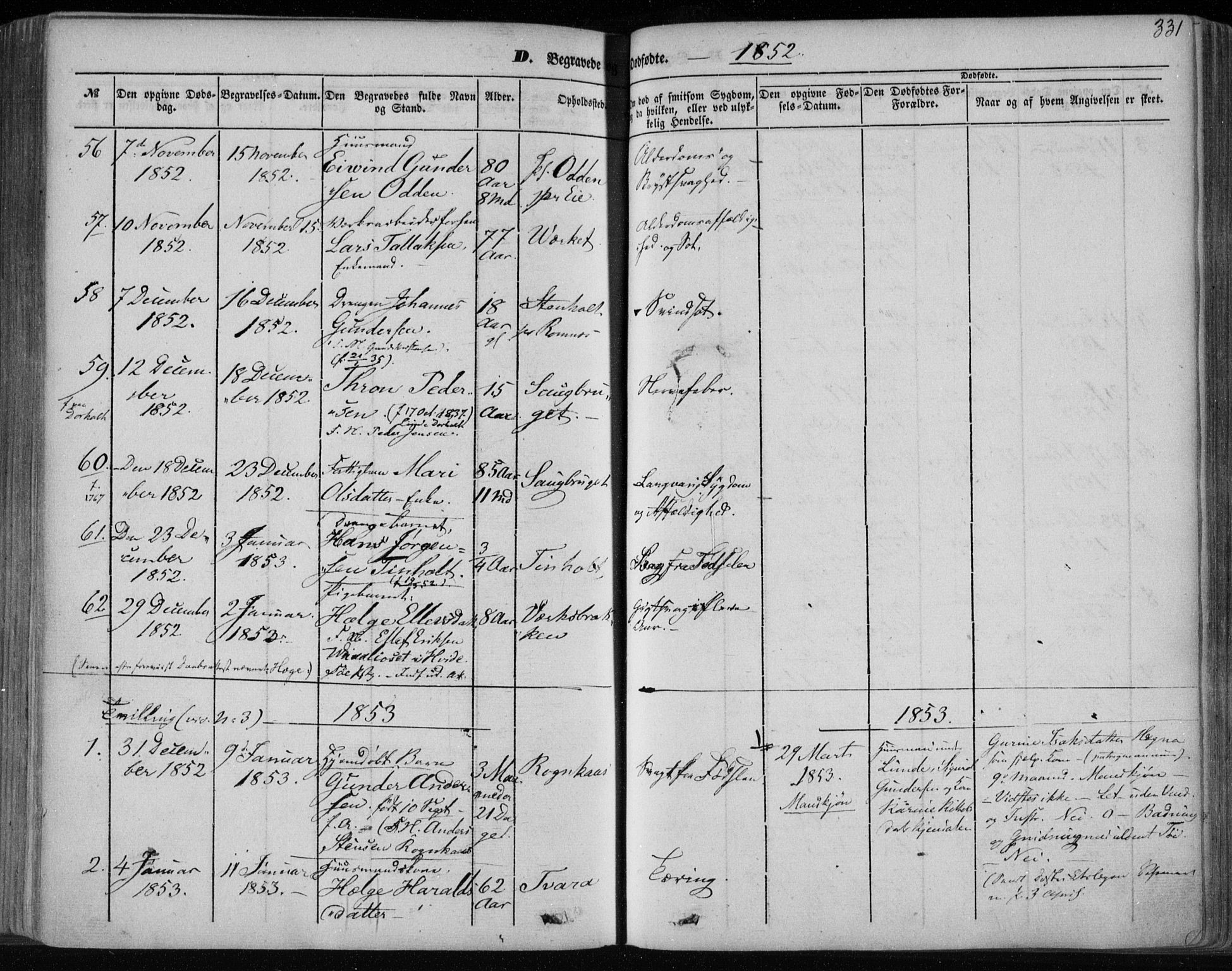 Holla kirkebøker, SAKO/A-272/F/Fa/L0005: Parish register (official) no. 5, 1849-1860, p. 331