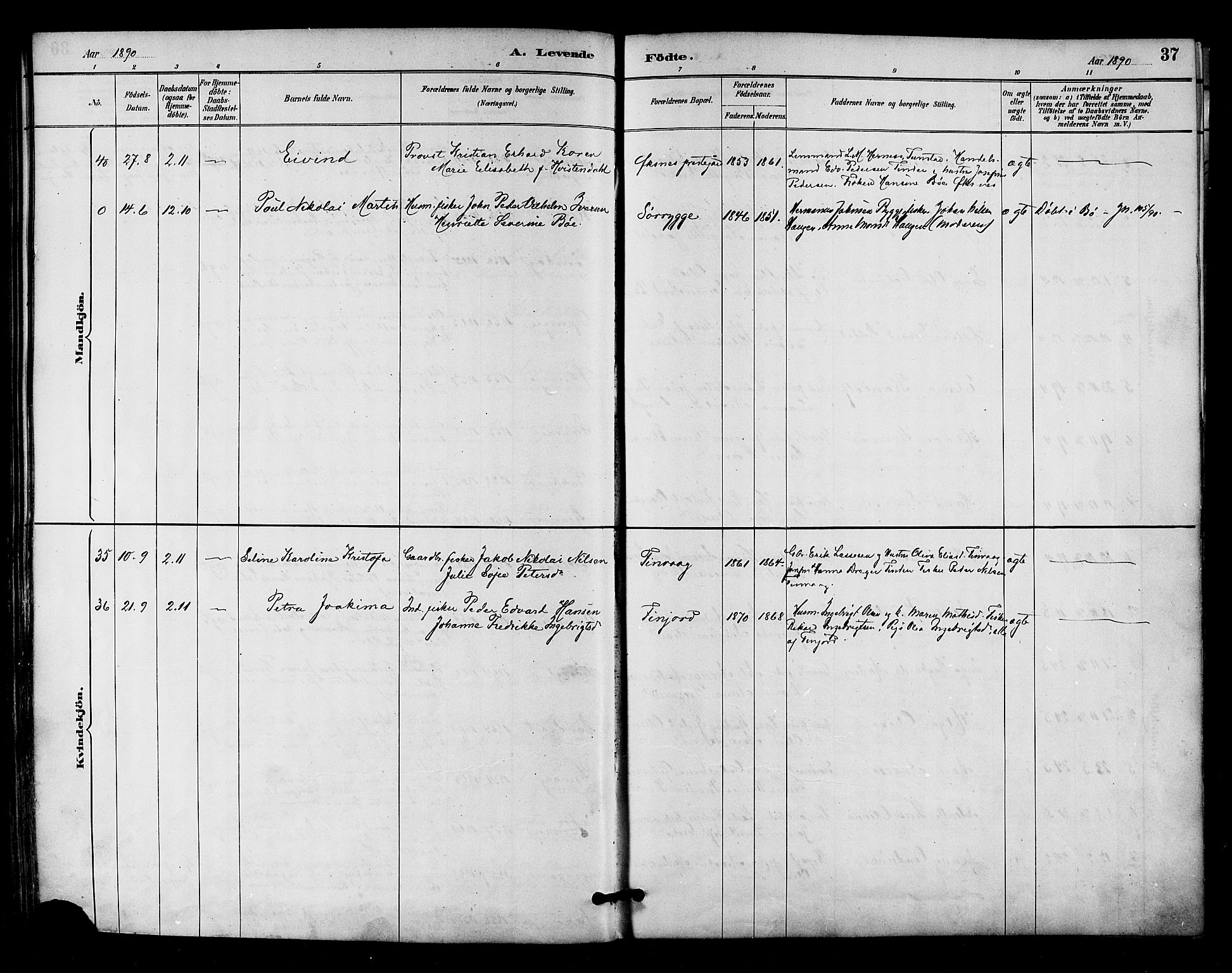 Ministerialprotokoller, klokkerbøker og fødselsregistre - Nordland, SAT/A-1459/893/L1337: Parish register (official) no. 893A09, 1885-1893, p. 37