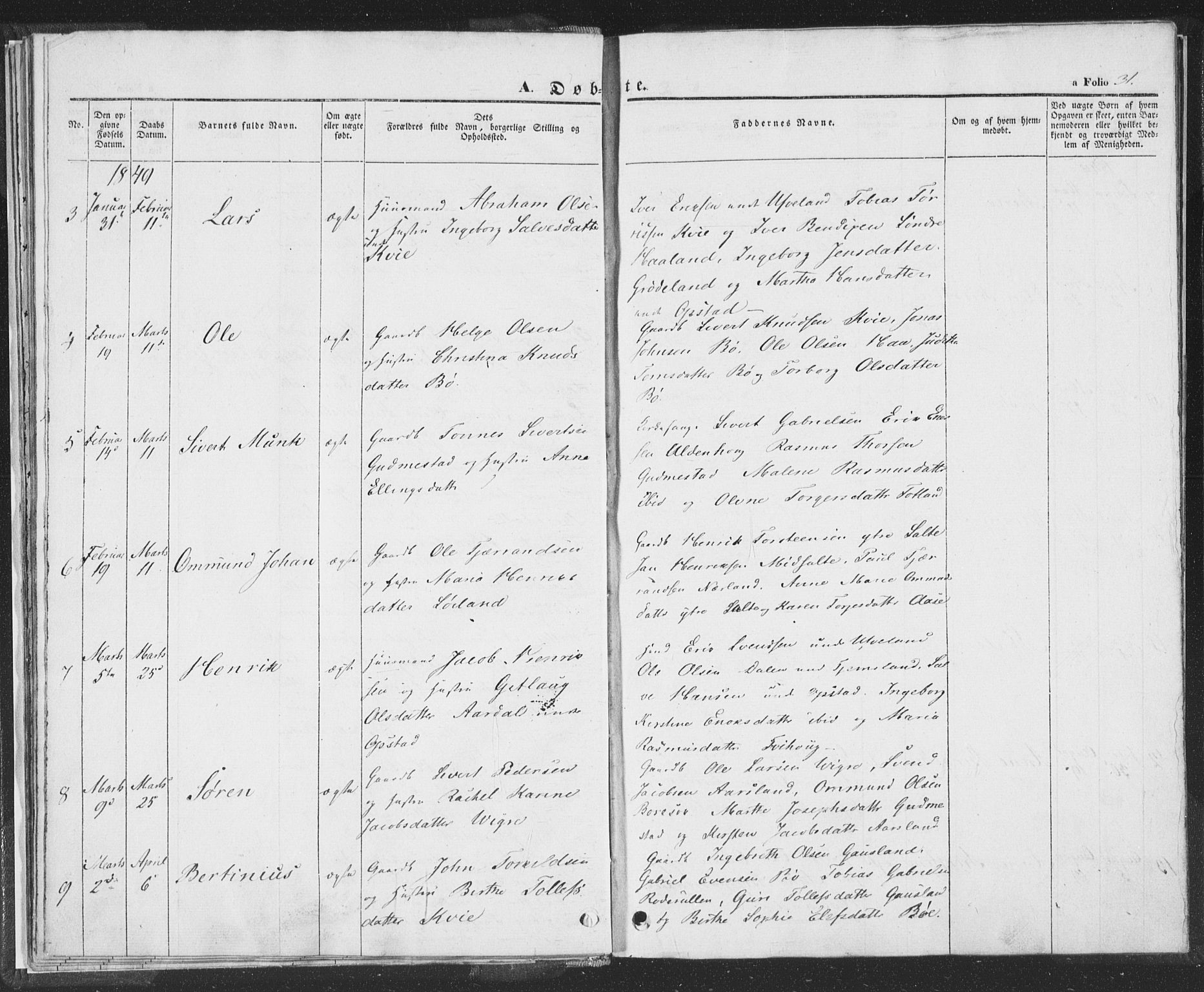 Hå sokneprestkontor, SAST/A-101801/001/30BA/L0006: Parish register (official) no. A 5, 1842-1853, p. 31