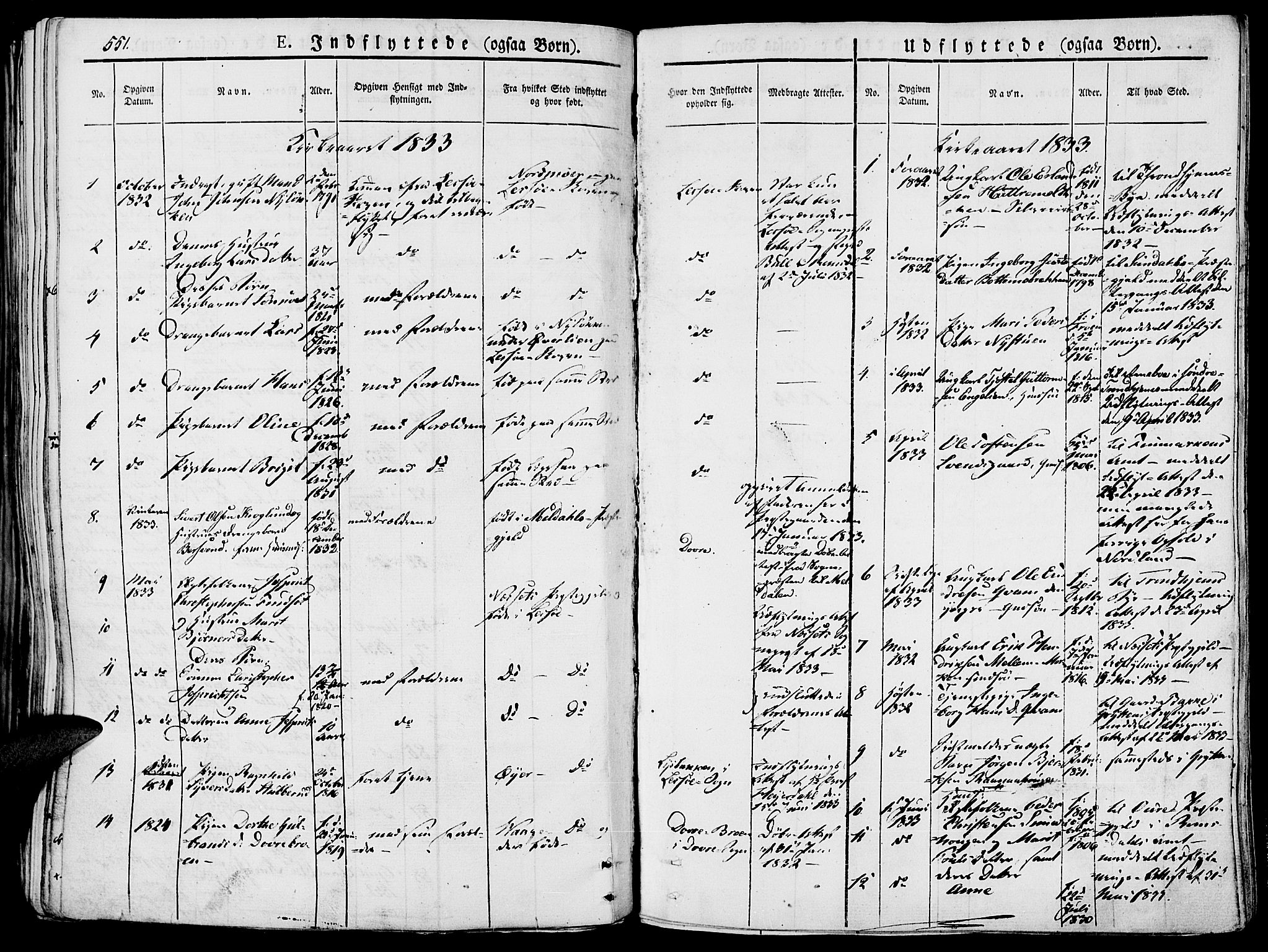 Lesja prestekontor, SAH/PREST-068/H/Ha/Haa/L0005: Parish register (official) no. 5, 1830-1842, p. 551