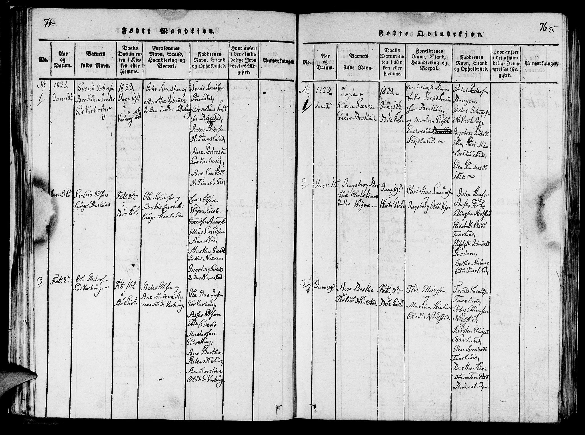 Hå sokneprestkontor, SAST/A-101801/001/30BA/L0003: Parish register (official) no. A 3, 1815-1825, p. 75-76