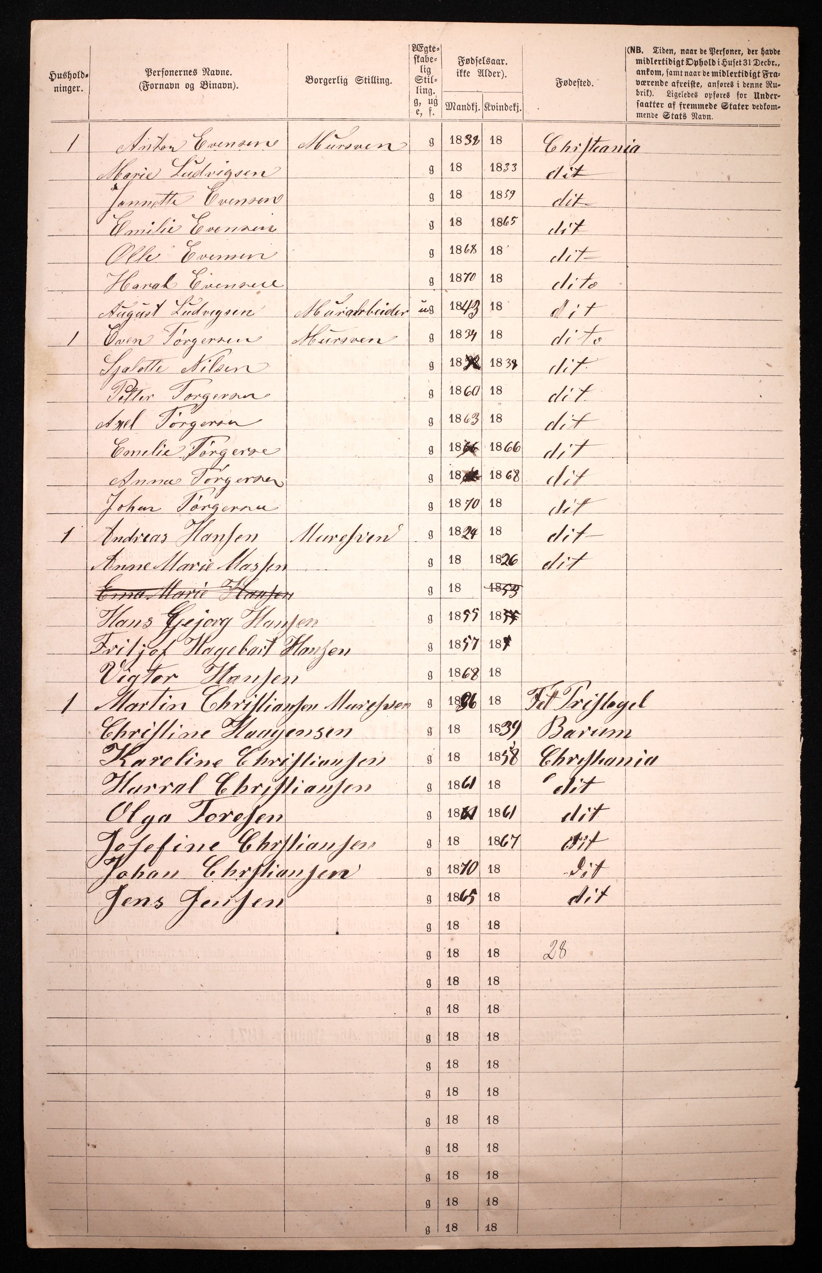 RA, 1870 census for 0301 Kristiania, 1870, p. 213