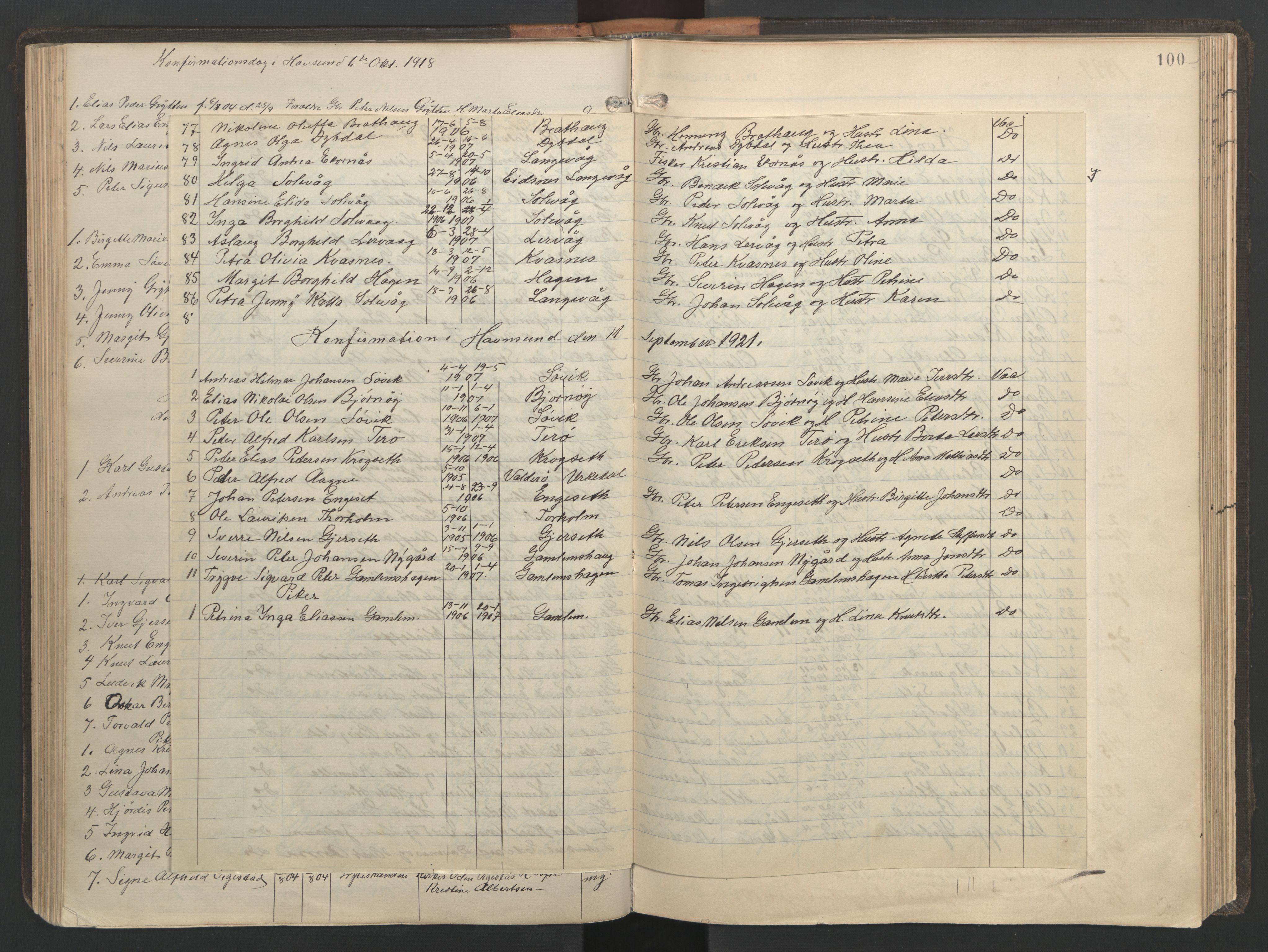 Ministerialprotokoller, klokkerbøker og fødselsregistre - Møre og Romsdal, AV/SAT-A-1454/528/L0433: Parish register (copy) no. 528C14, 1899-1922, p. 100