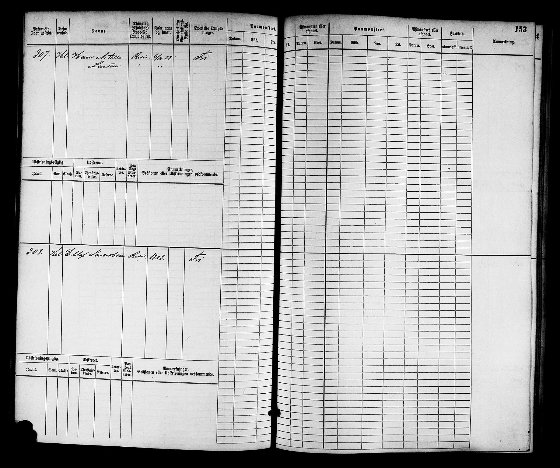 Risør mønstringskrets, SAK/2031-0010/F/Fb/L0002: Hovedrulle nr 1-766, Q-2, 1868-1878, p. 161