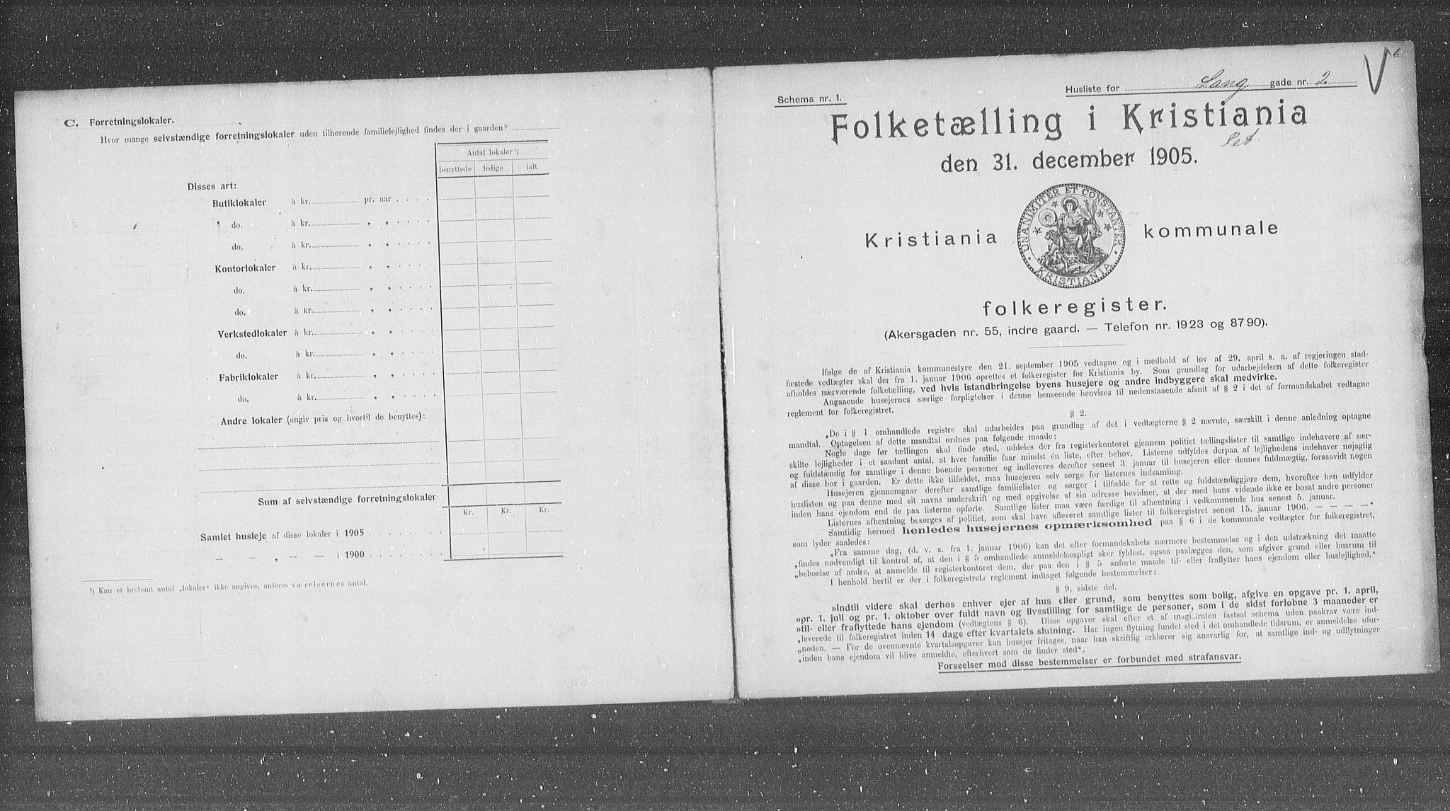 OBA, Municipal Census 1905 for Kristiania, 1905, p. 29607