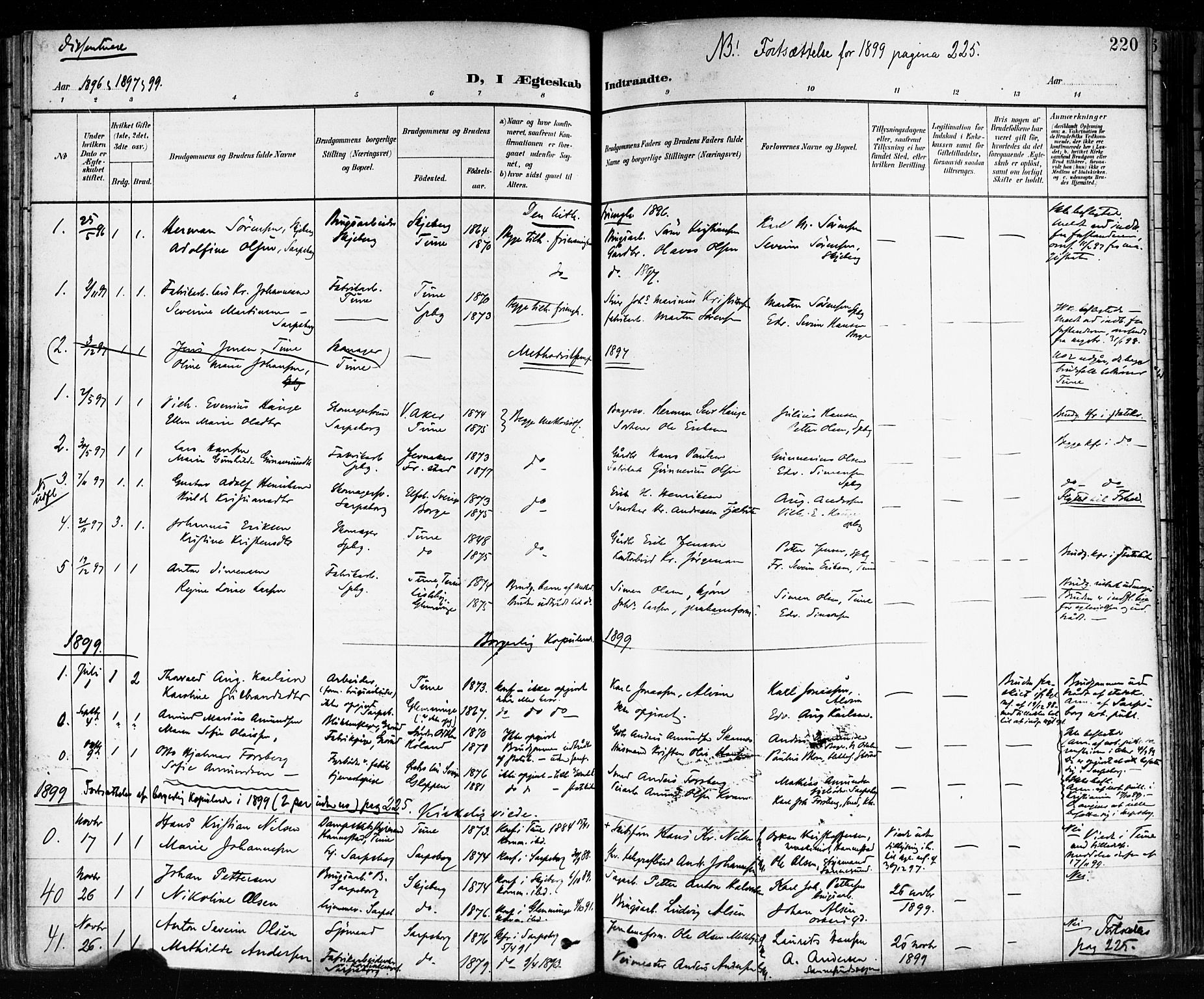 Sarpsborg prestekontor Kirkebøker, SAO/A-2006/F/Fa/L0004: Parish register (official) no. 4, 1892-1899, p. 220