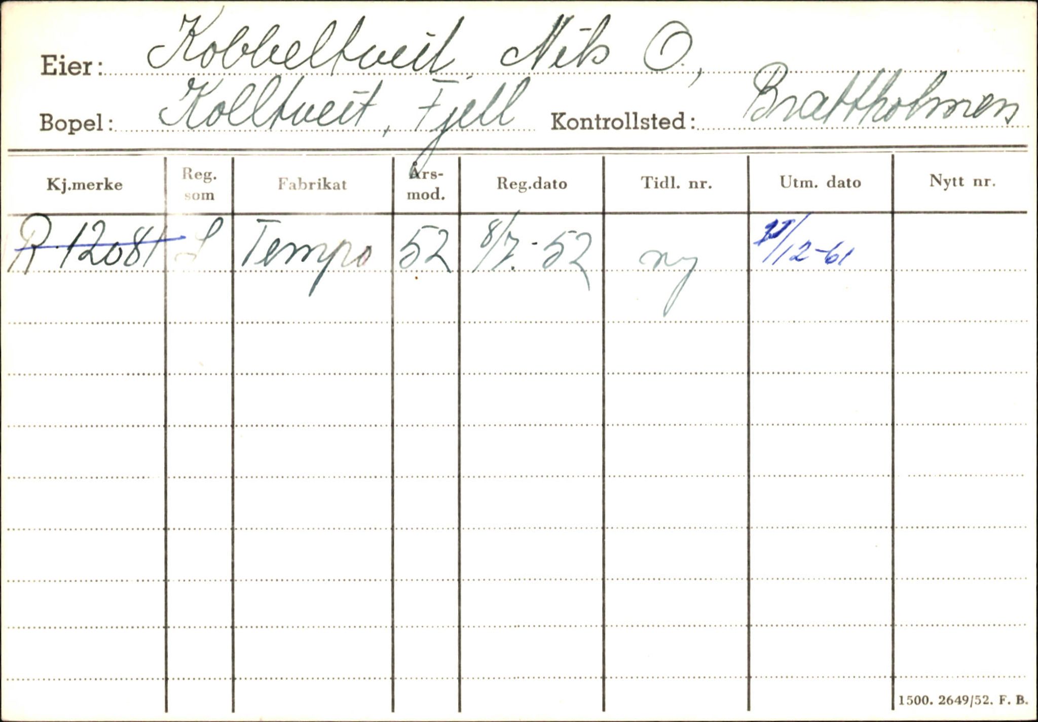 Statens vegvesen, Hordaland vegkontor, AV/SAB-A-5201/2/Ha/L0030: R-eierkort K, 1920-1971, p. 28