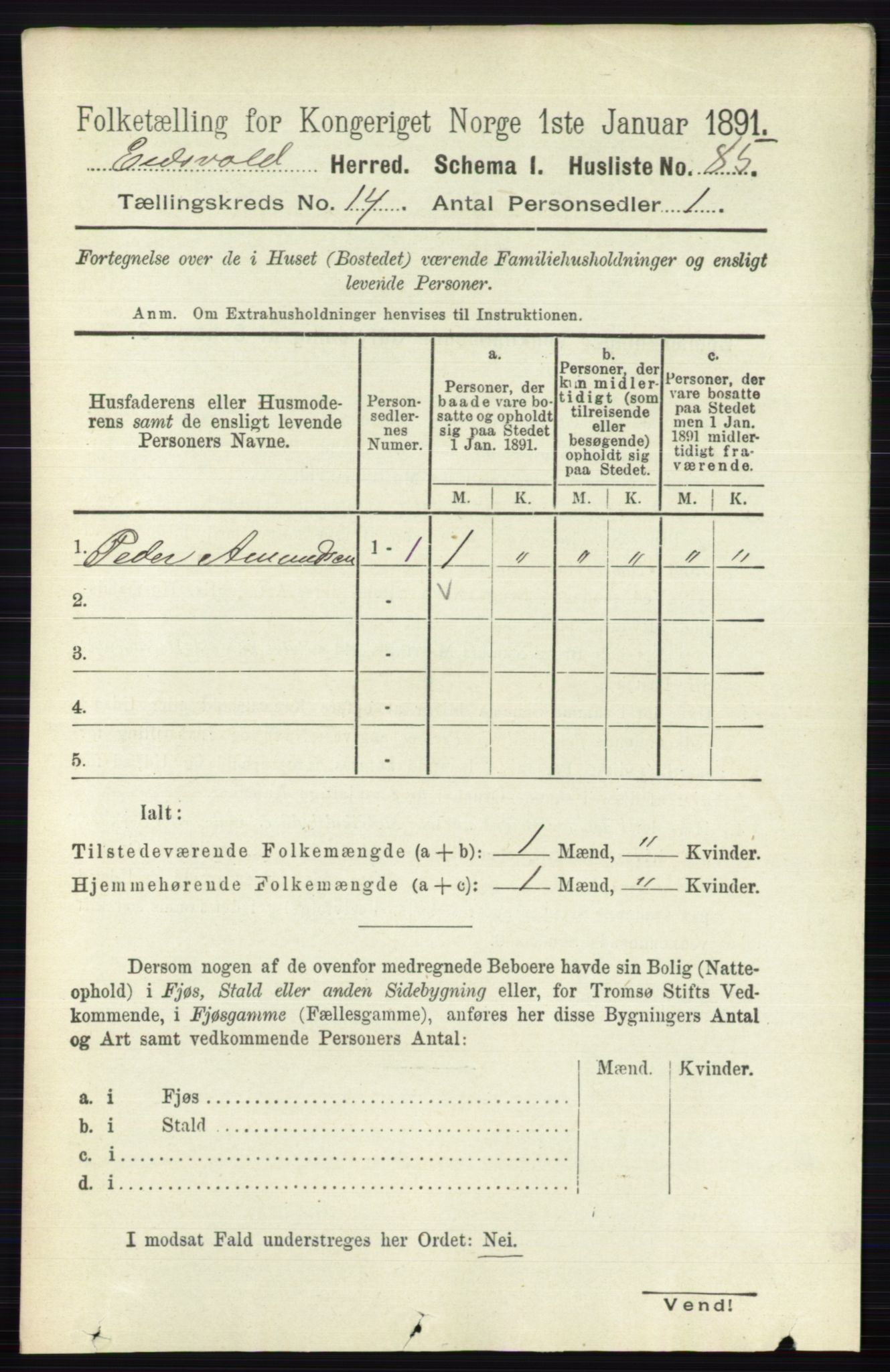 RA, 1891 census for 0237 Eidsvoll, 1891, p. 9424