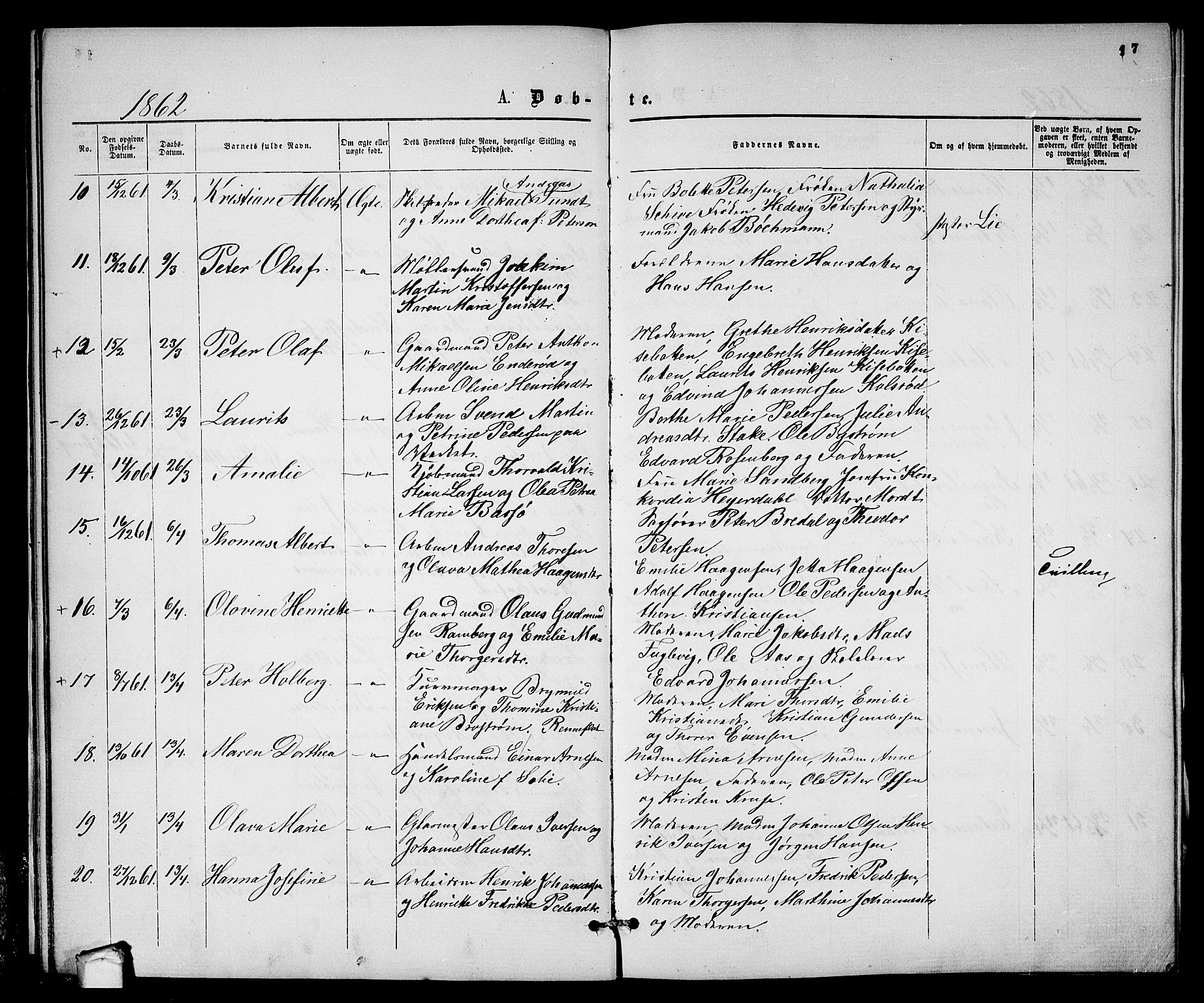 Moss prestekontor Kirkebøker, AV/SAO-A-2003/G/Ga/L0003: Parish register (copy) no. I 3, 1861-1872, p. 17