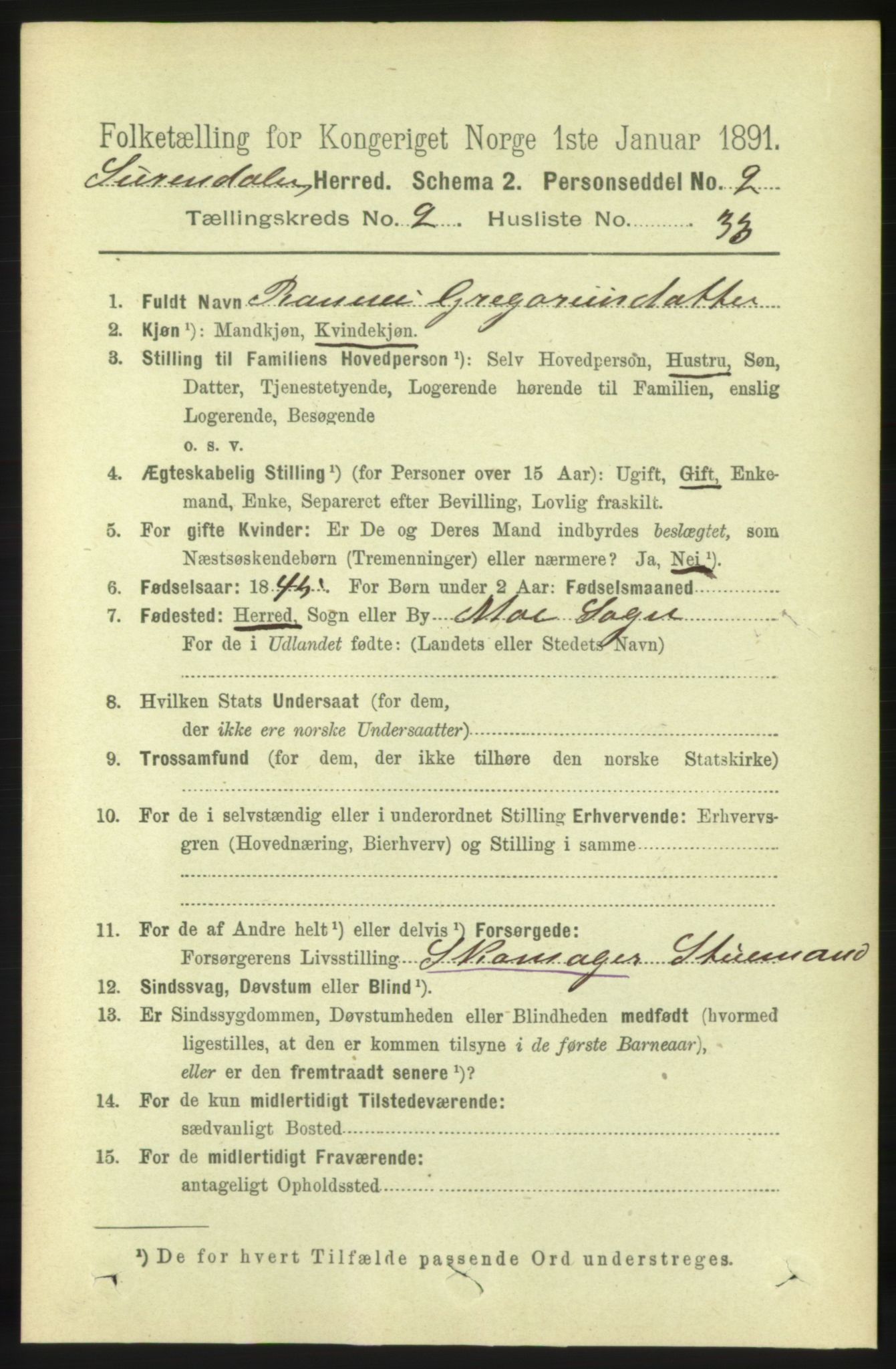 RA, 1891 census for 1566 Surnadal, 1891, p. 728