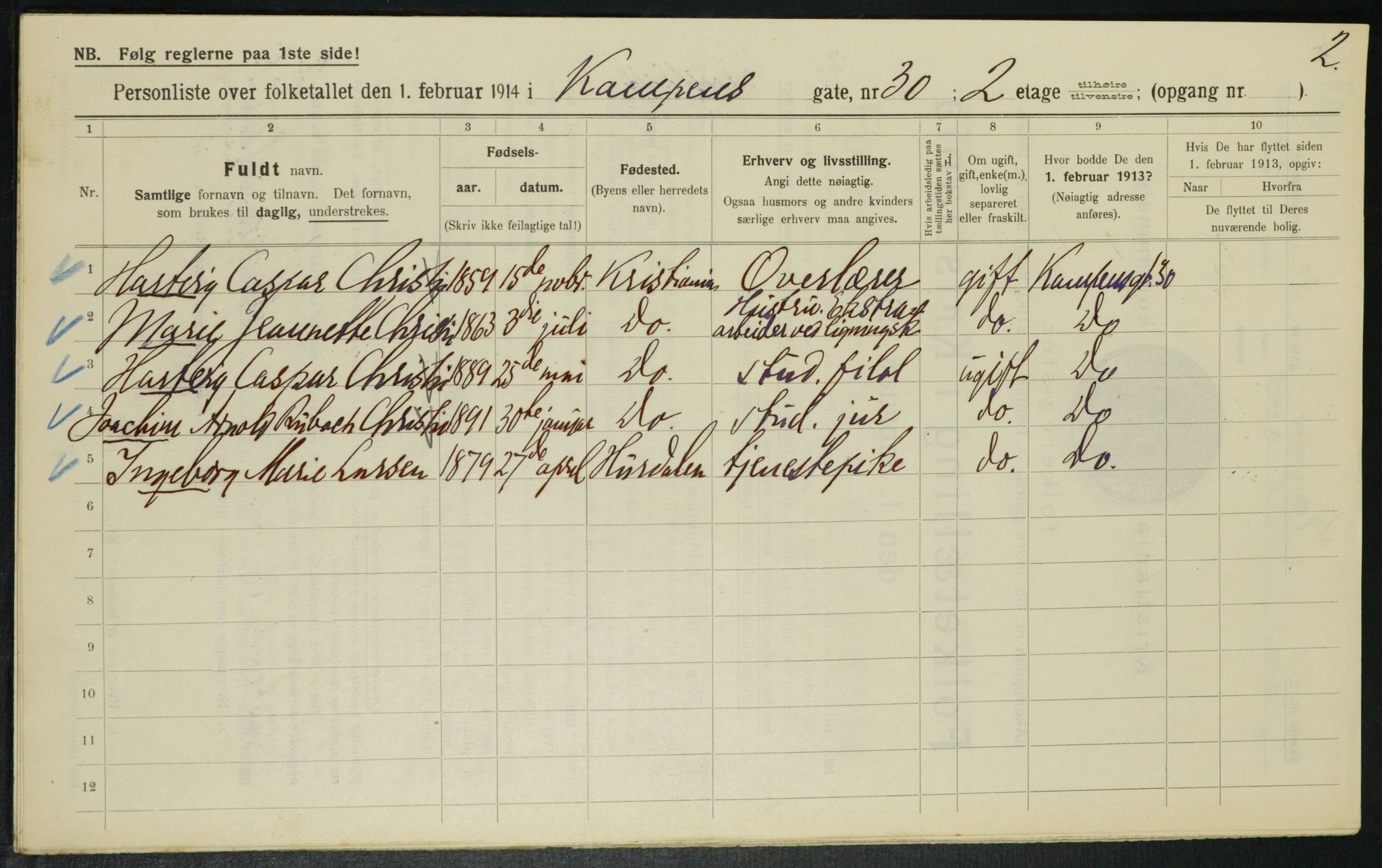 OBA, Municipal Census 1914 for Kristiania, 1914, p. 47897