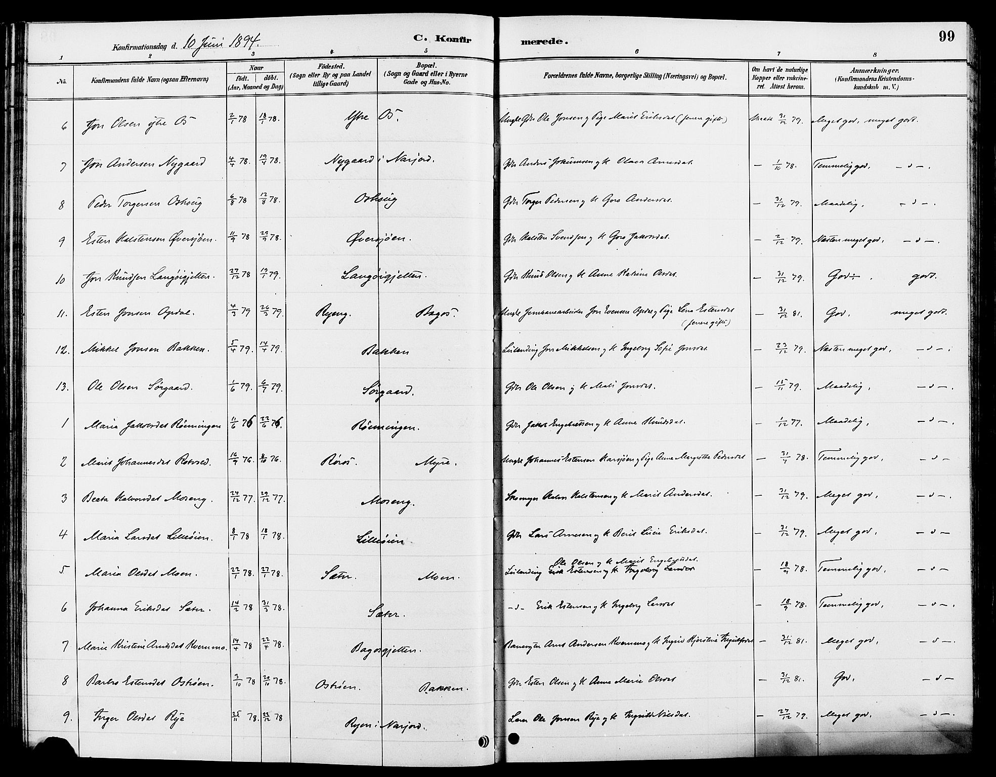 Tolga prestekontor, AV/SAH-PREST-062/L/L0008: Parish register (copy) no. 8, 1887-1912, p. 99