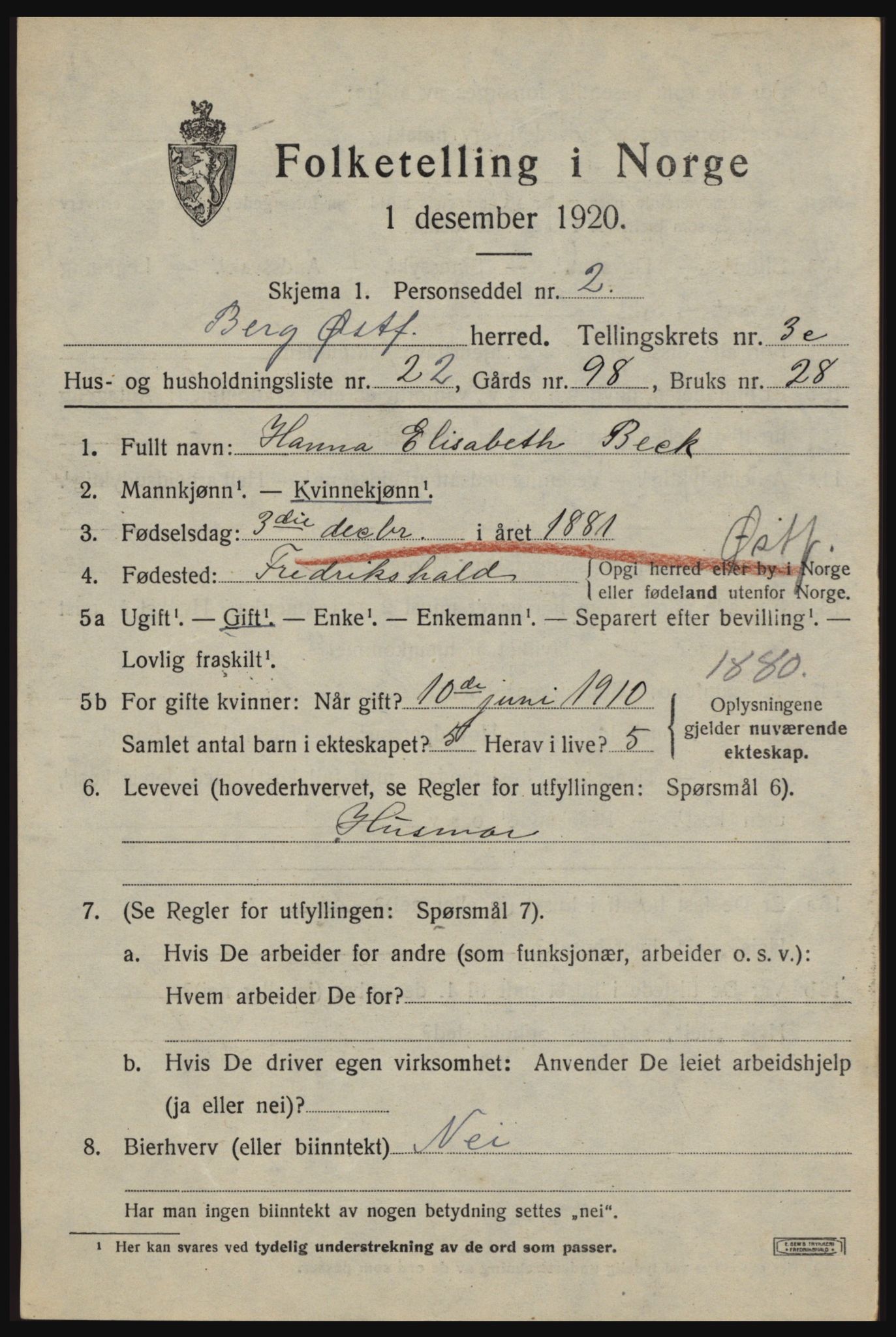 SAO, 1920 census for Berg, 1920, p. 7337