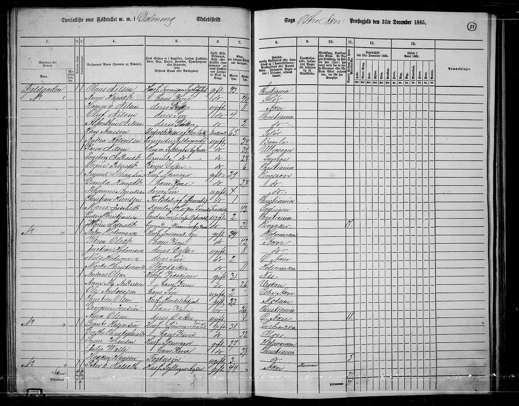 RA, 1865 census for Østre Aker, 1865, p. 80