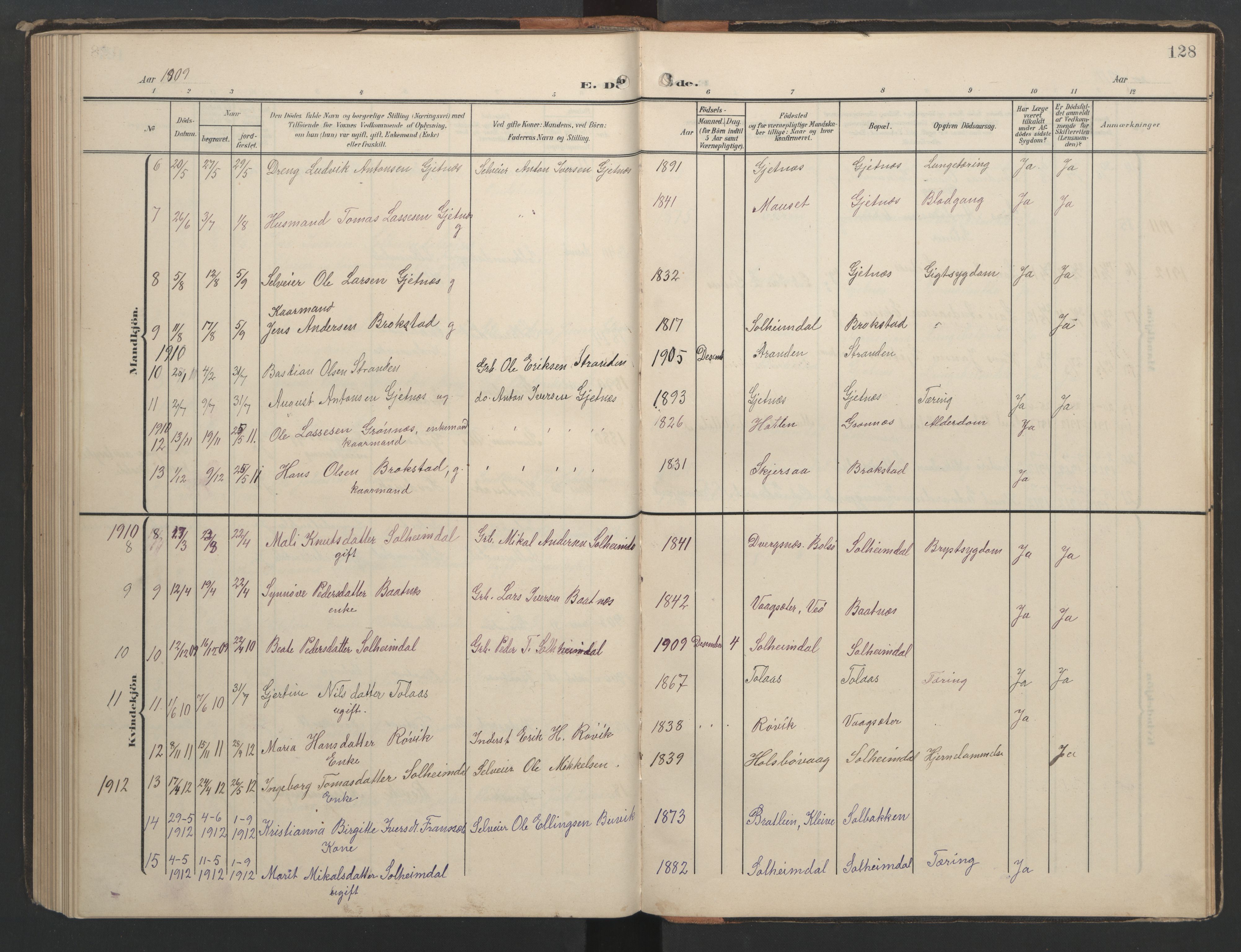 Ministerialprotokoller, klokkerbøker og fødselsregistre - Møre og Romsdal, AV/SAT-A-1454/556/L0677: Parish register (copy) no. 556C01, 1907-1953, p. 128