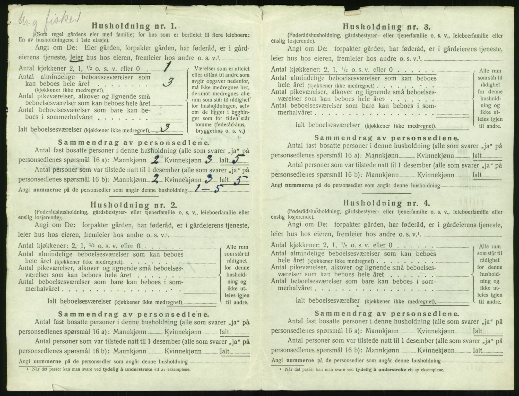 SAT, 1920 census for Moskenes, 1920, p. 23