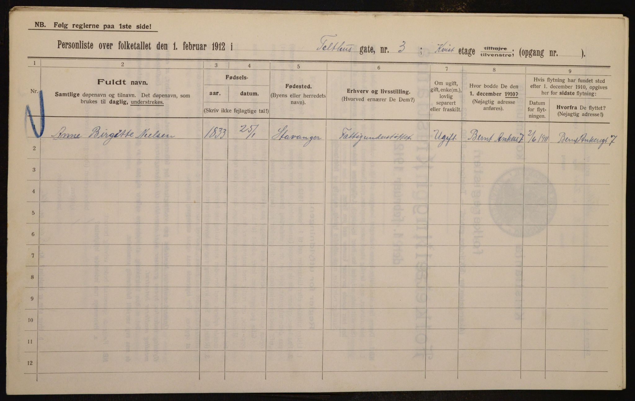 OBA, Municipal Census 1912 for Kristiania, 1912, p. 107596