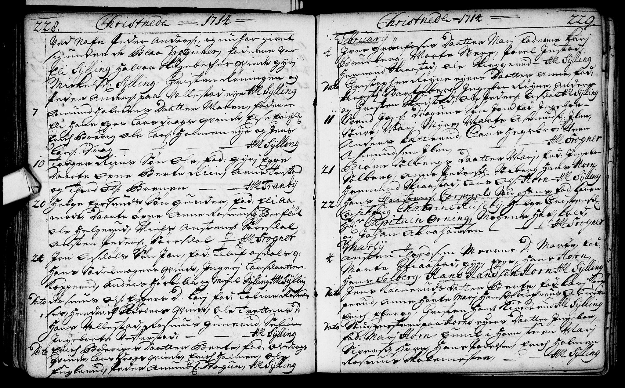 Lier kirkebøker, AV/SAKO-A-230/F/Fa/L0002: Parish register (official) no. I 2, 1701-1726, p. 228-229