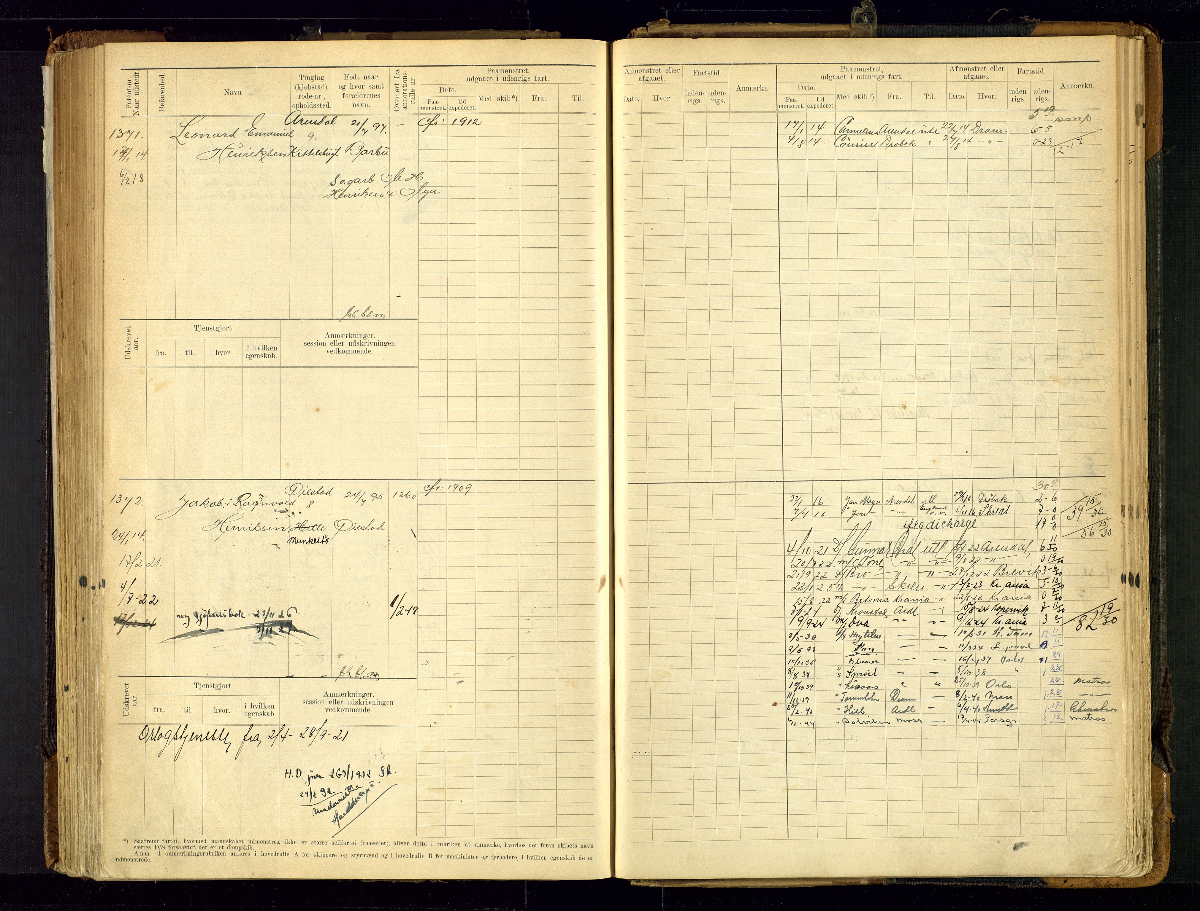 Arendal mønstringskrets, AV/SAK-2031-0012/F/Fb/L0021: Hovedrulle A nr 969-1465, S-19, 1910-1914, p. 206