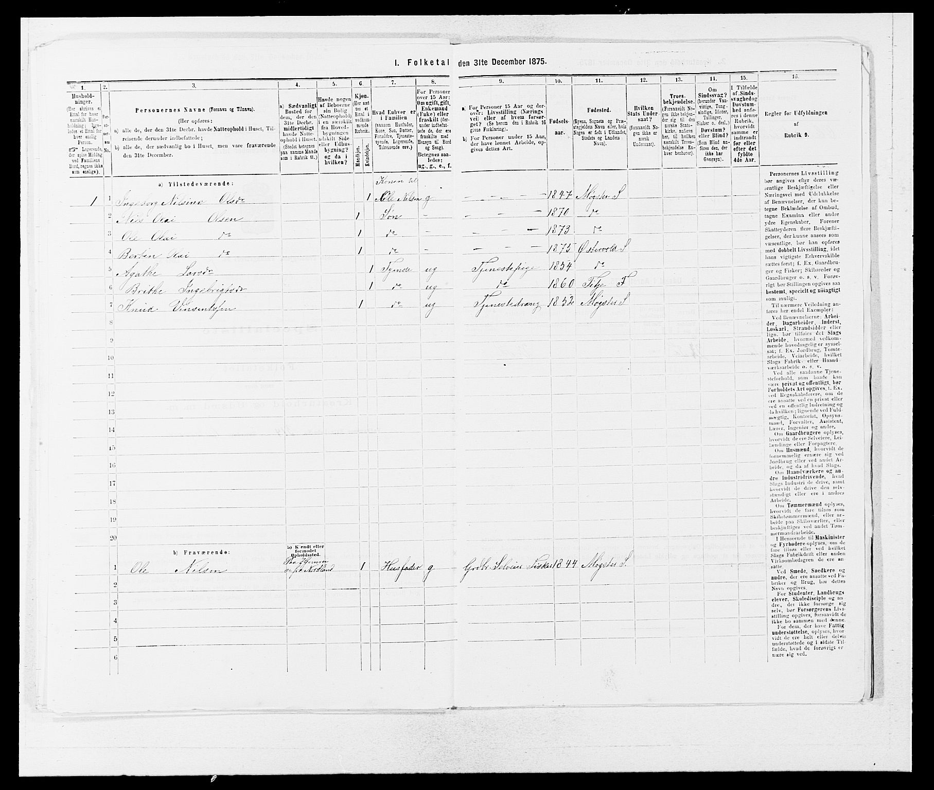 SAB, 1875 census for 1245P Sund, 1875, p. 815