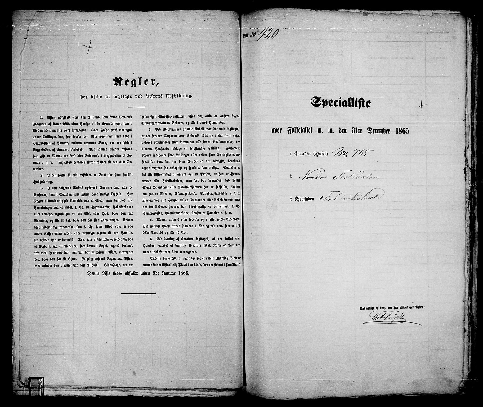 RA, 1865 census for Fredrikshald, 1865, p. 843