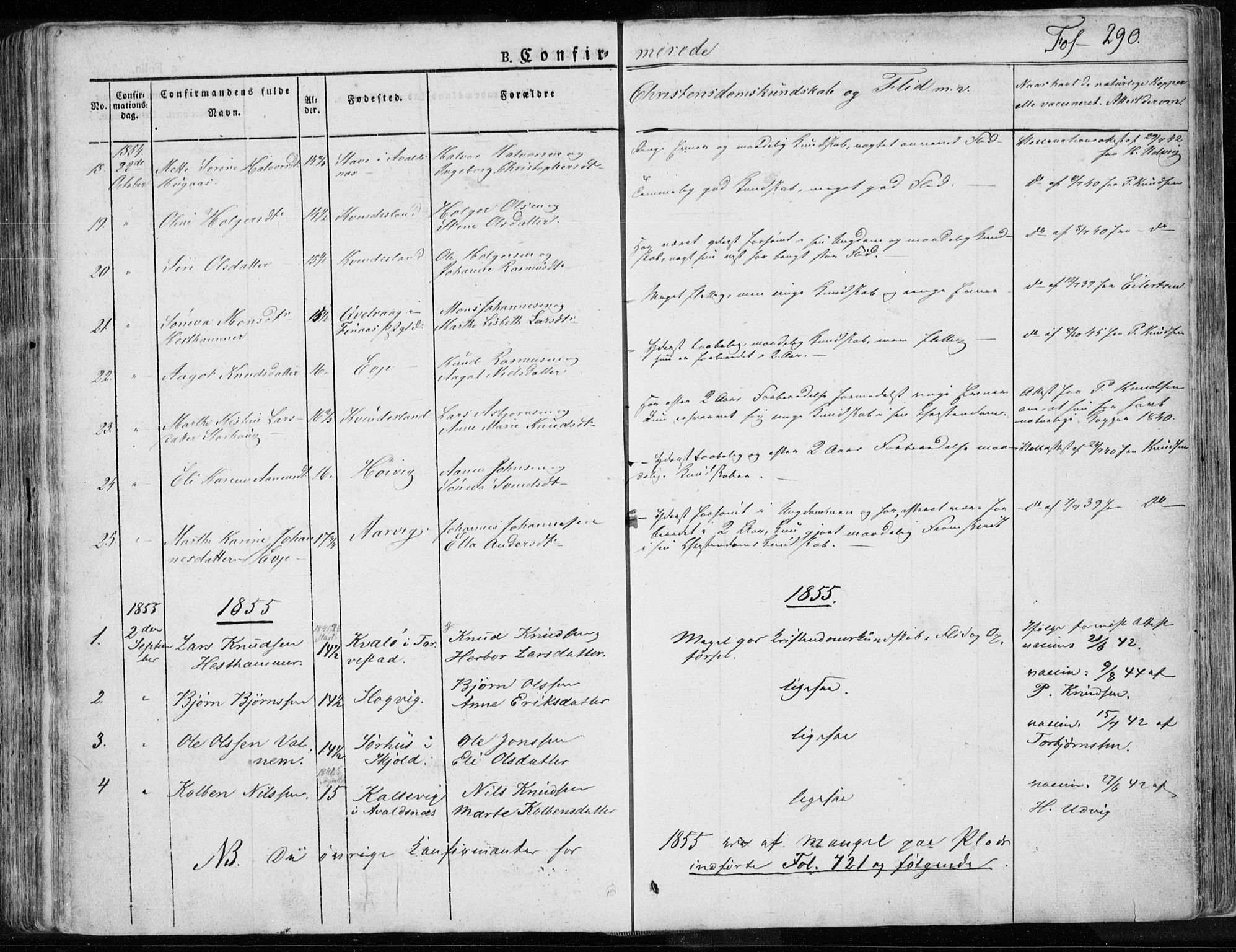 Tysvær sokneprestkontor, AV/SAST-A -101864/H/Ha/Haa/L0001: Parish register (official) no. A 1.1, 1831-1856, p. 290