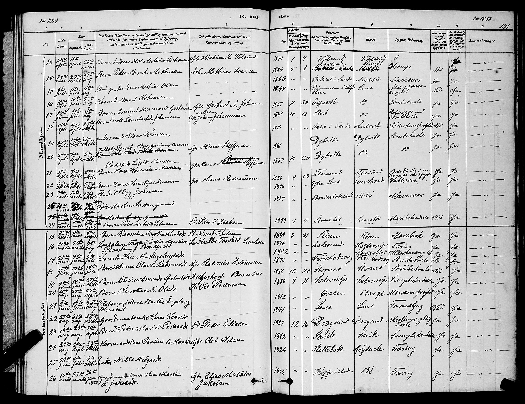 Ministerialprotokoller, klokkerbøker og fødselsregistre - Møre og Romsdal, AV/SAT-A-1454/507/L0081: Parish register (copy) no. 507C04, 1878-1898, p. 271