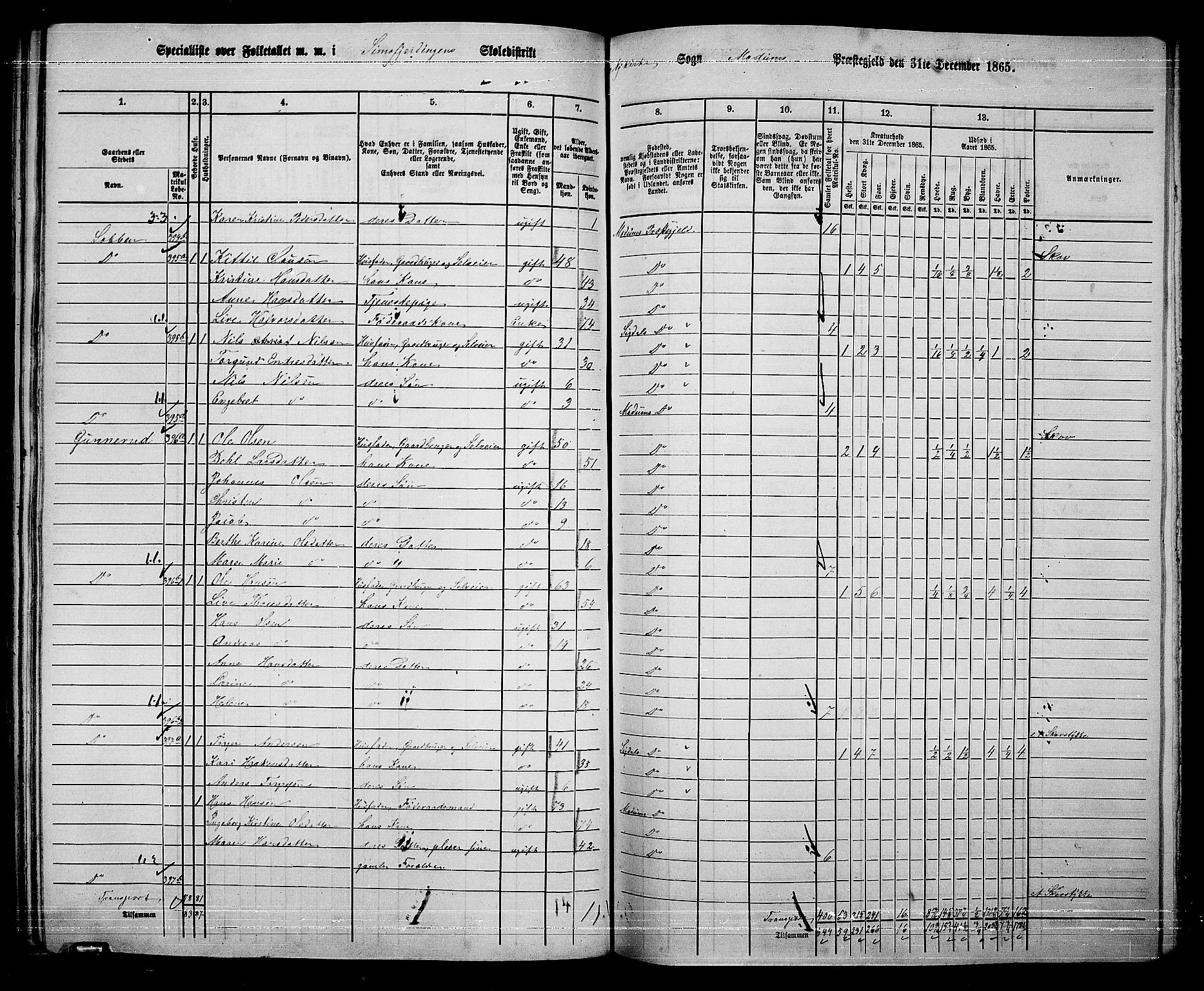 RA, 1865 census for Modum, 1865, p. 272