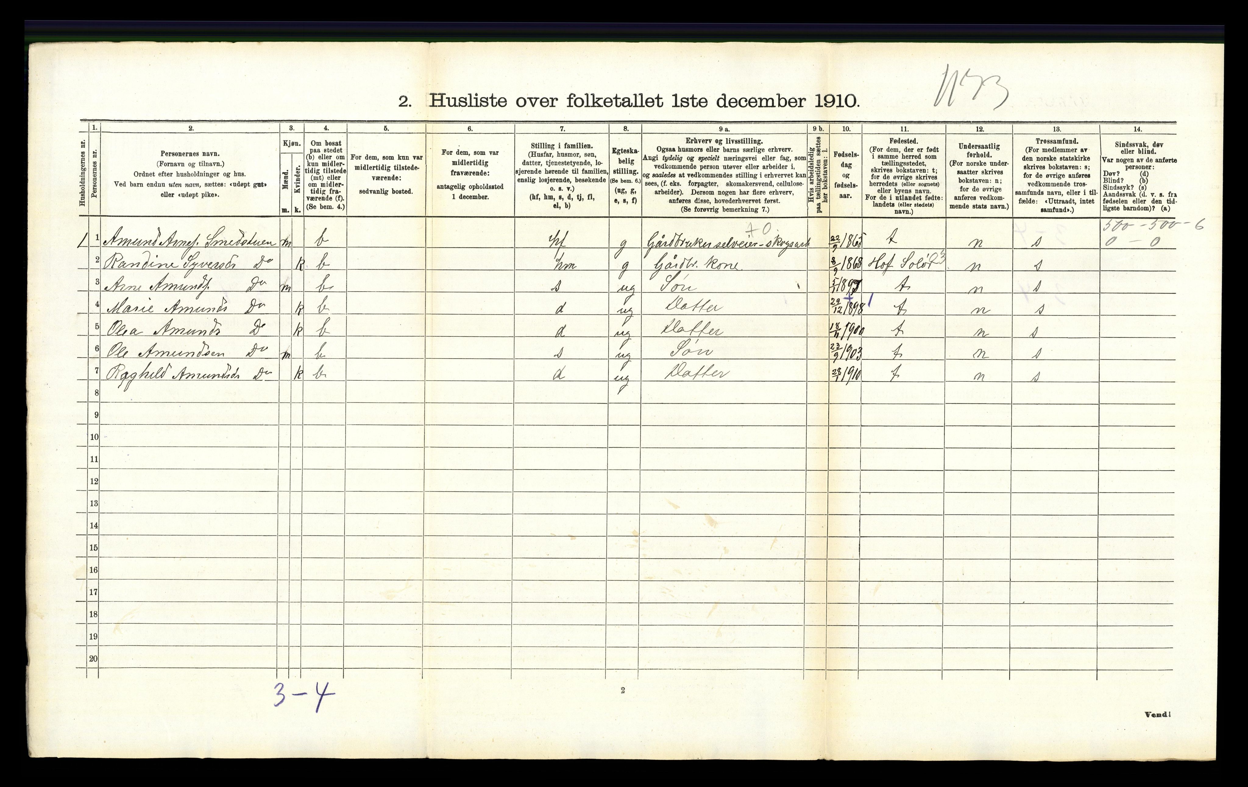 RA, 1910 census for Våler, 1910, p. 486