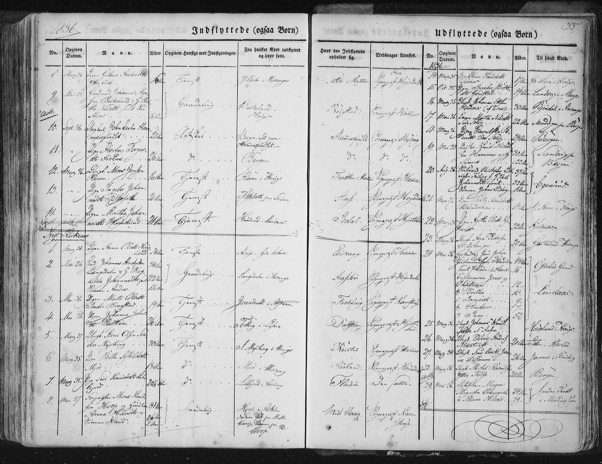 Hamre sokneprestembete, SAB/A-75501/H/Ha/Haa/Haaa/L0012: Parish register (official) no. A 12, 1834-1845, p. 337