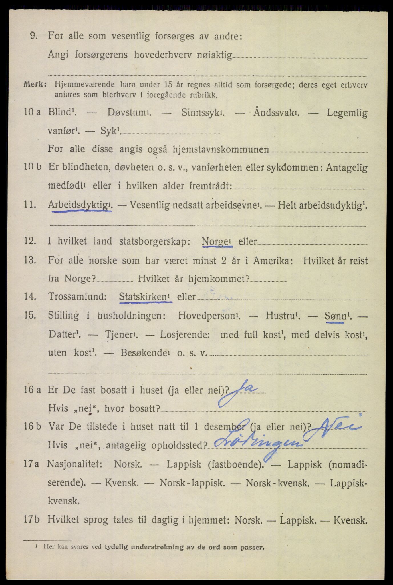 SAT, 1920 census for Lødingen, 1920, p. 3656